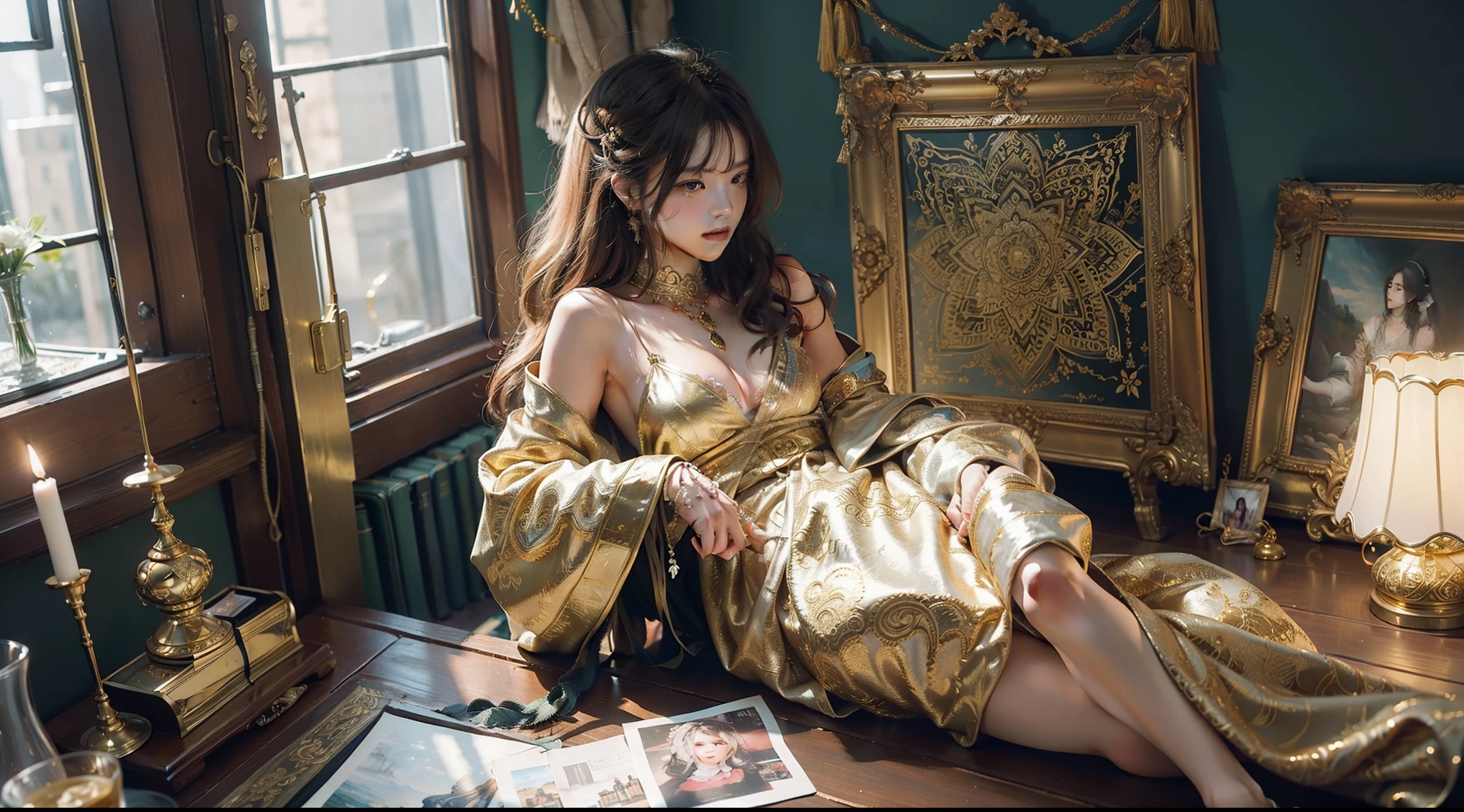 (nswf, masterpiece、top-quality、top-quality、Official Art、Beautifully Aesthetic:1.2)、(1girl)、Extreme Details、colourfull、highestdetailed、Official Art、Unity 8k壁纸、ultra-detailliert、Beautifully Aesthetic、Beautiful fece、masterpiece、top-quality、(Zentangle、a Mandala、Tangles、entanglement)、Holy Light、gold foil、Gold leaf art、glitter drawing