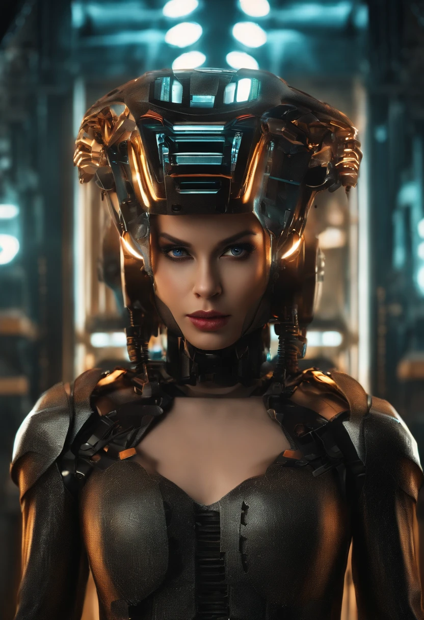 Non-realistic female robot, well robotic, estilo blade runner