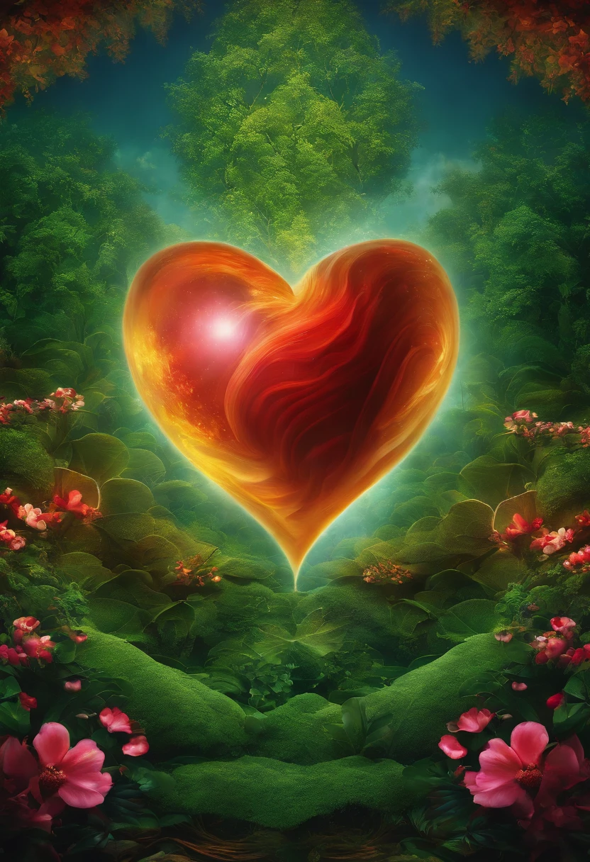 Visual representation of a tranquil heart,Radiate life for a healthy body.