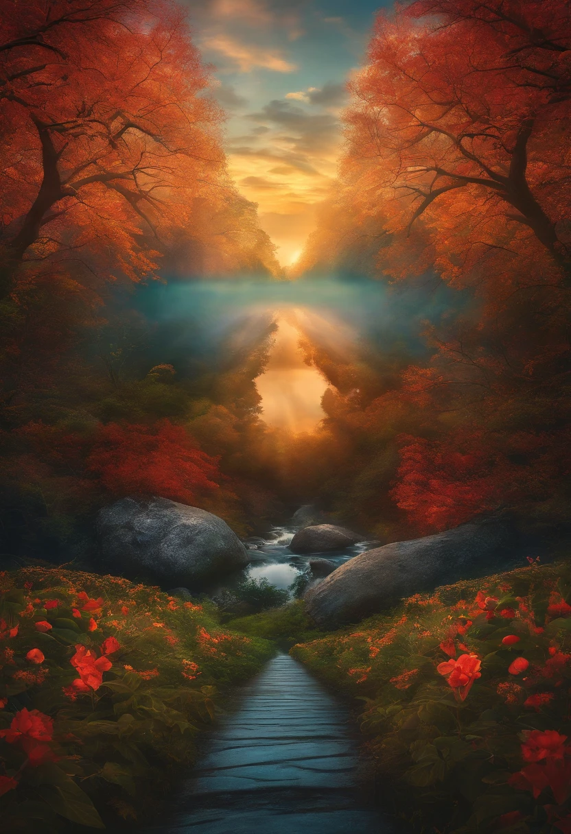Visual representation of a tranquil heart,Radiate life for a healthy body.