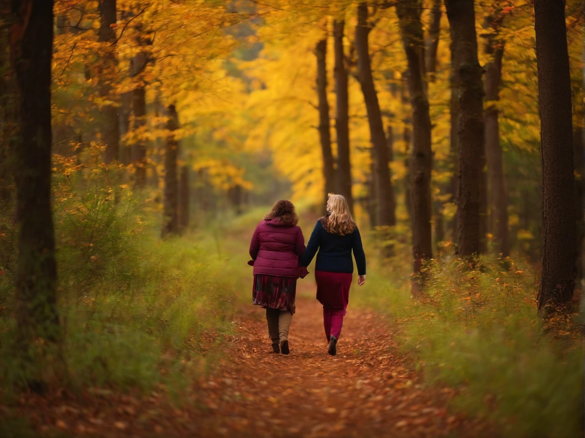 happy people in the woods