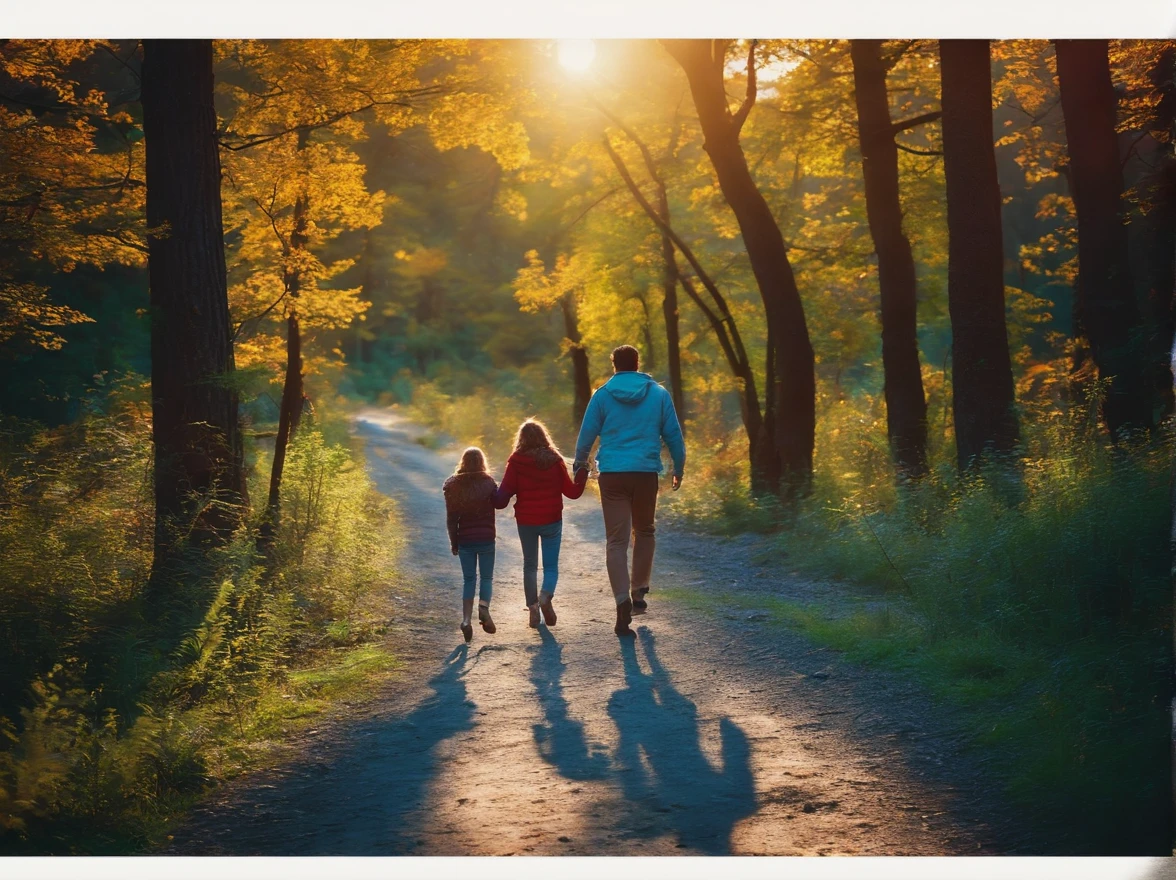happy people in the woods