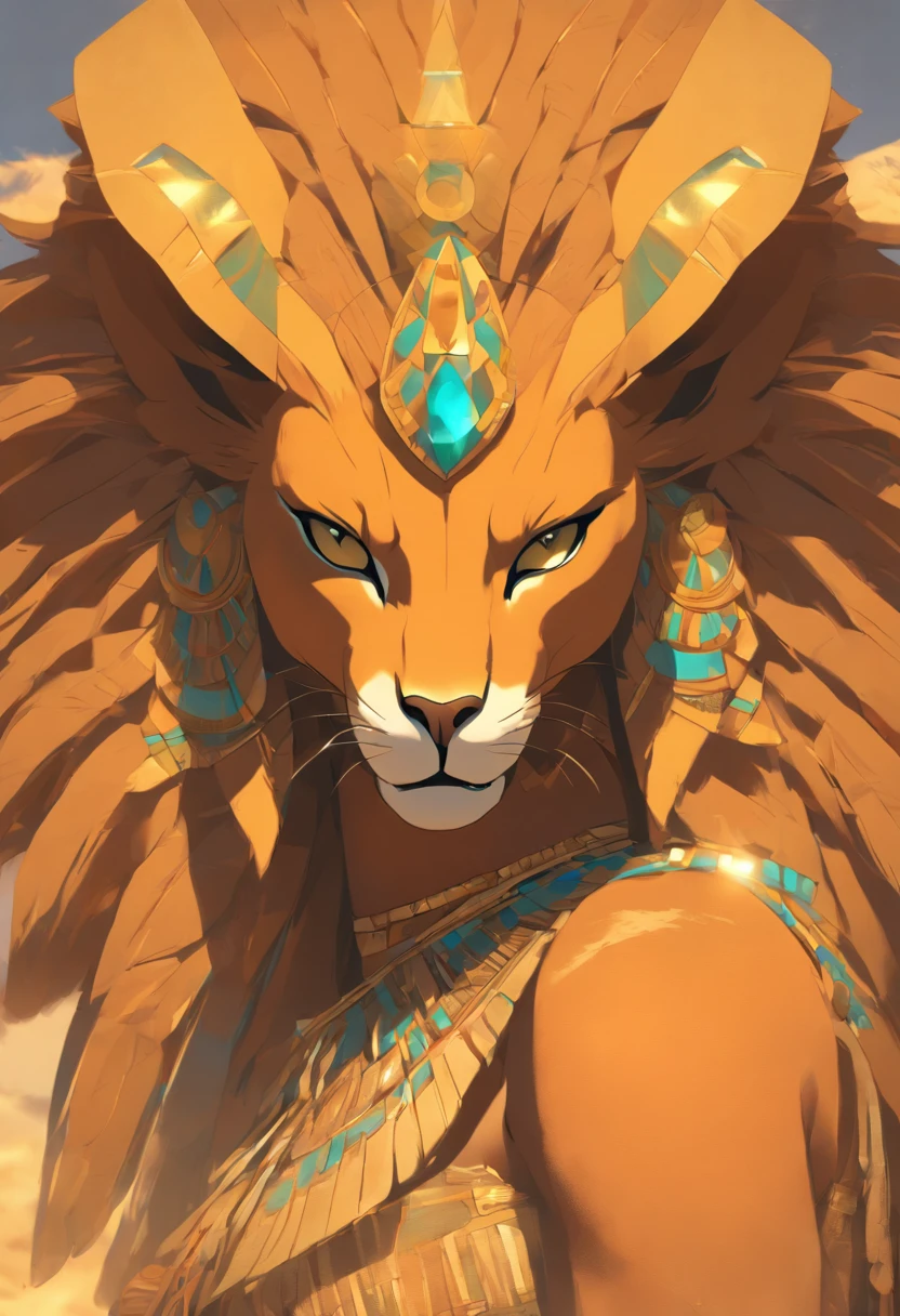 (((SEKHMET))) best quality, ultra-high resolution, 4K detailed CG, master piece,woman,Feline Goddess,fury,anger,hate,,Egyptian clothing,Egyptian mythology, standing, desert, aesthetic,((Head of feline)),((full body)), Beautiful image,(((distant camera)))
