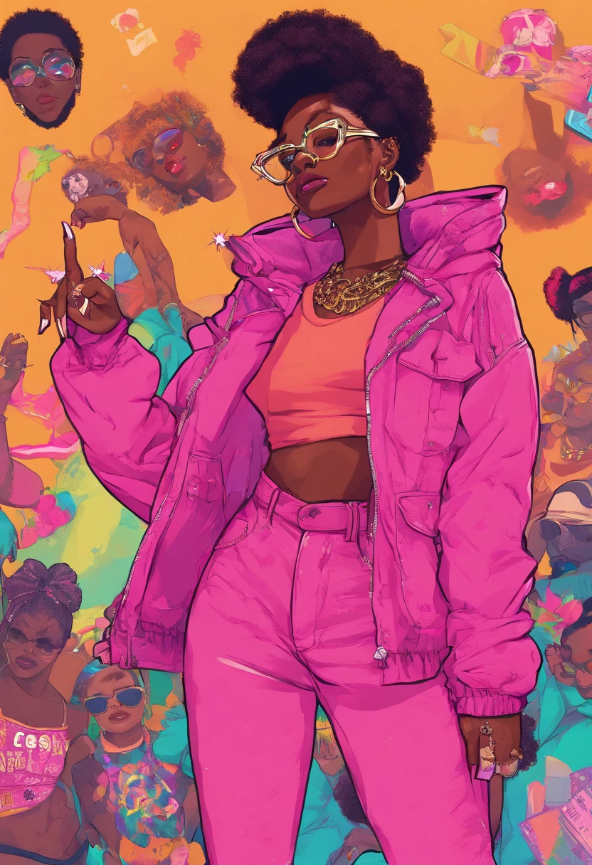 dark skinned, masterpiece, best quality, 1girl, solo, choker, (graffiti:1.5), paint splatter, arms behind back, against wall, looking at viewer, multicolored hair, pigtails, glasses, cleavage, pasties, full bodypaint ,no clothes