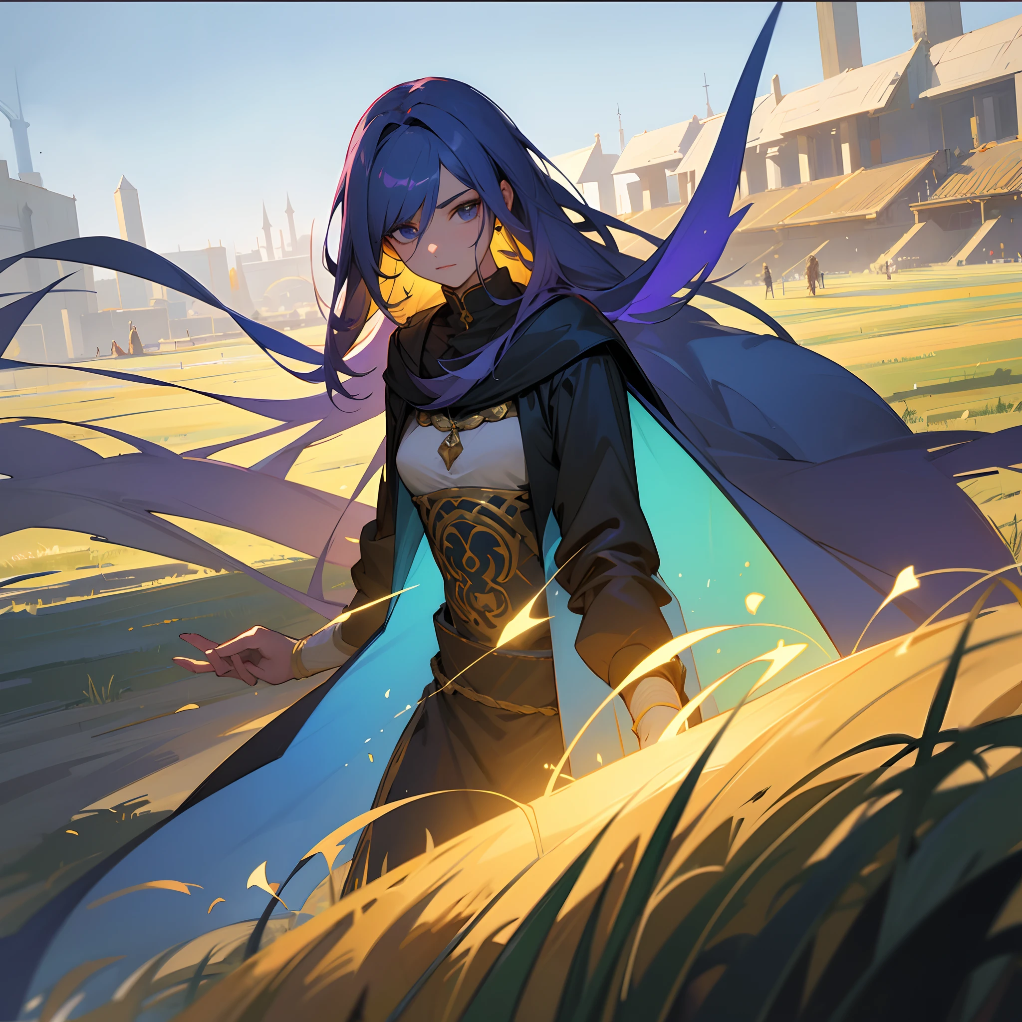 personagem de fantasia: "Srek'atha" Background: medieval plains grass / Aesthetic form: O poder de simular mental/psychic powers via electricityCapabilities Users can use electricity to simulate psychic abilities, como telecinese, teletransporte, etc. Due to the power not being based on Psychic Energy Manipulation, Antipsychic Presence won't necessarily negate this ability, BACKGROUND: MEDIEVAL STADIUM; in the style of photorealistic detailing, dramatic shading, earthcore, exaggerated nobility, intel core, dramatic, somber religious works, photorealistic renderings
