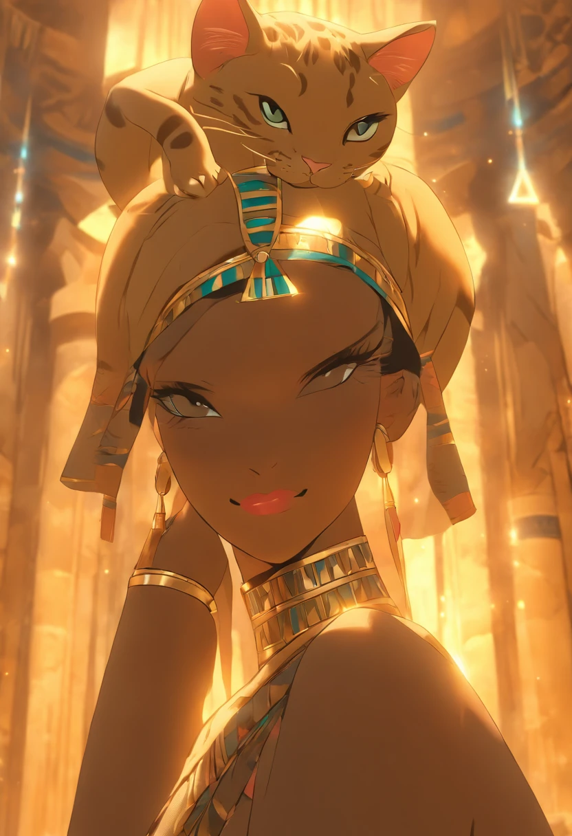 (((Phoenician Goddess))) best quality, ultra-high resolution, 4K detailed CG, master piece,ANATE,Arab woman,atef,((Egyptian crown)),holding a club, necklace, Arab clothing, ((( standing)))Phoenician mythology, Arabic painting style, aesthetics, Beautiful image, depth of field, centered on canvas, full body