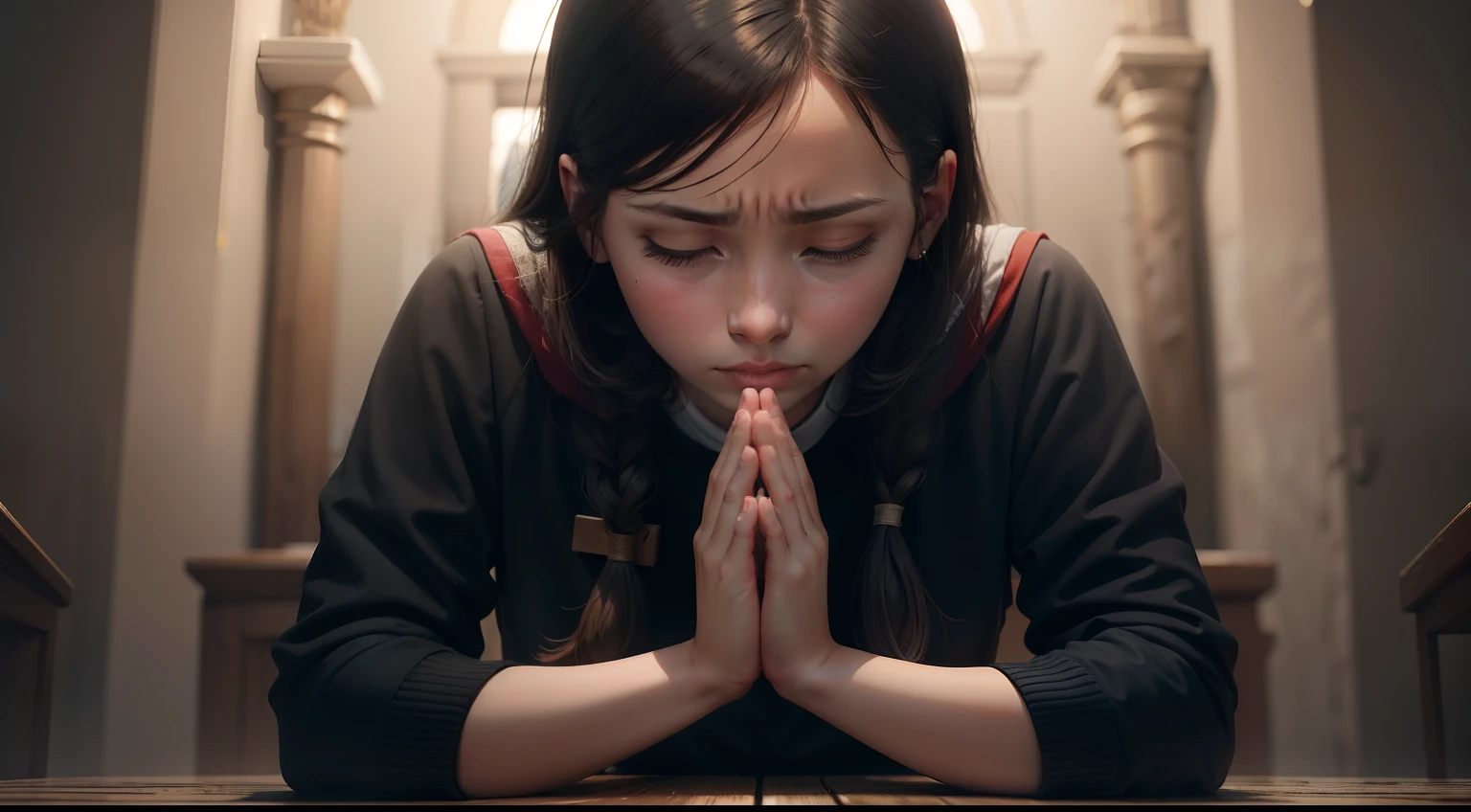 Create an image of a Christian saying prayers