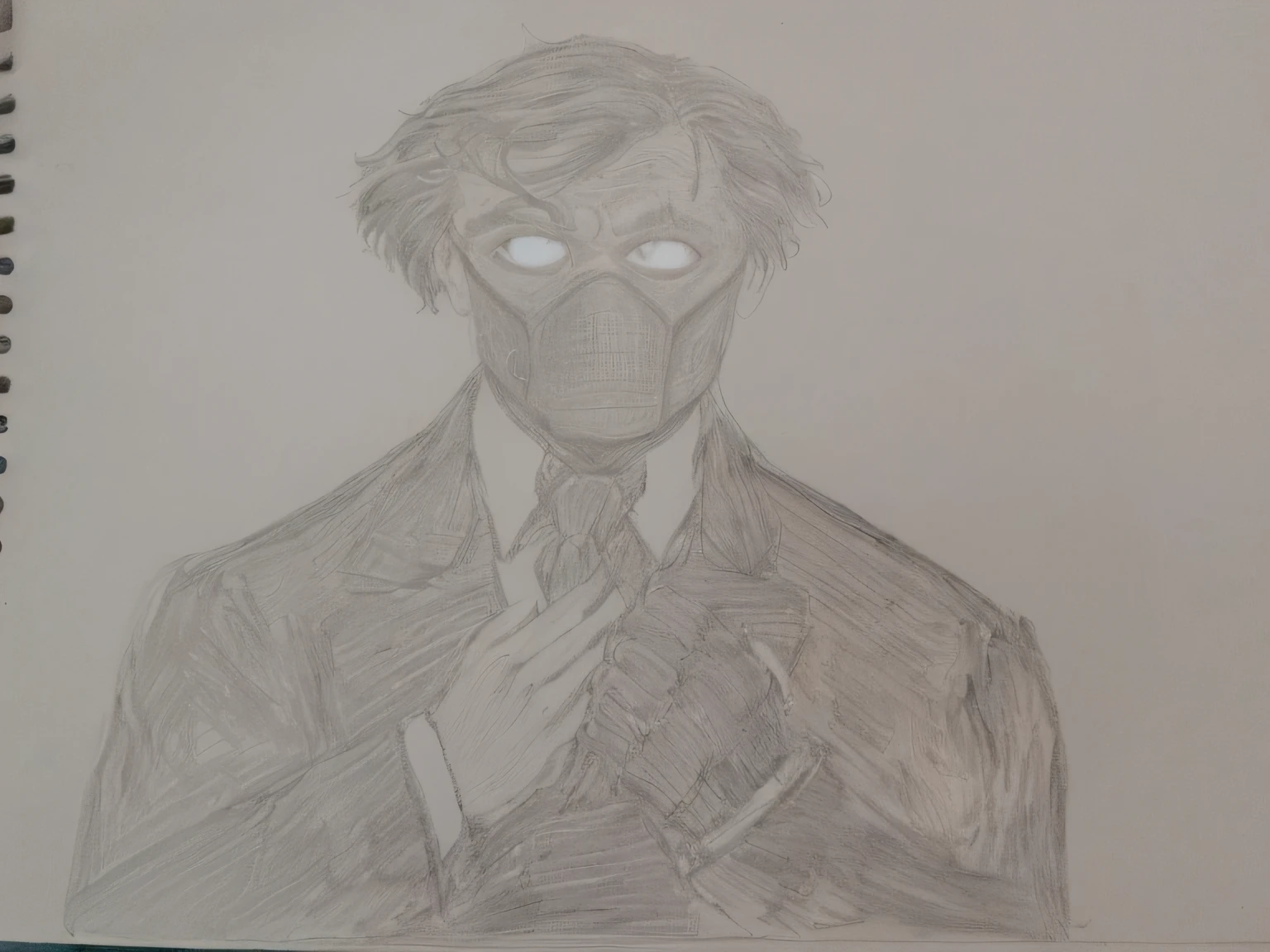 (best quality,highres,masterpiece:1.2),ultra-detailed,(realistic,photo-realistic:1.37),portrait,neo-noir style,man in suit and tie,Professor Sinister's portrait,black clothing,black mask,white eyes