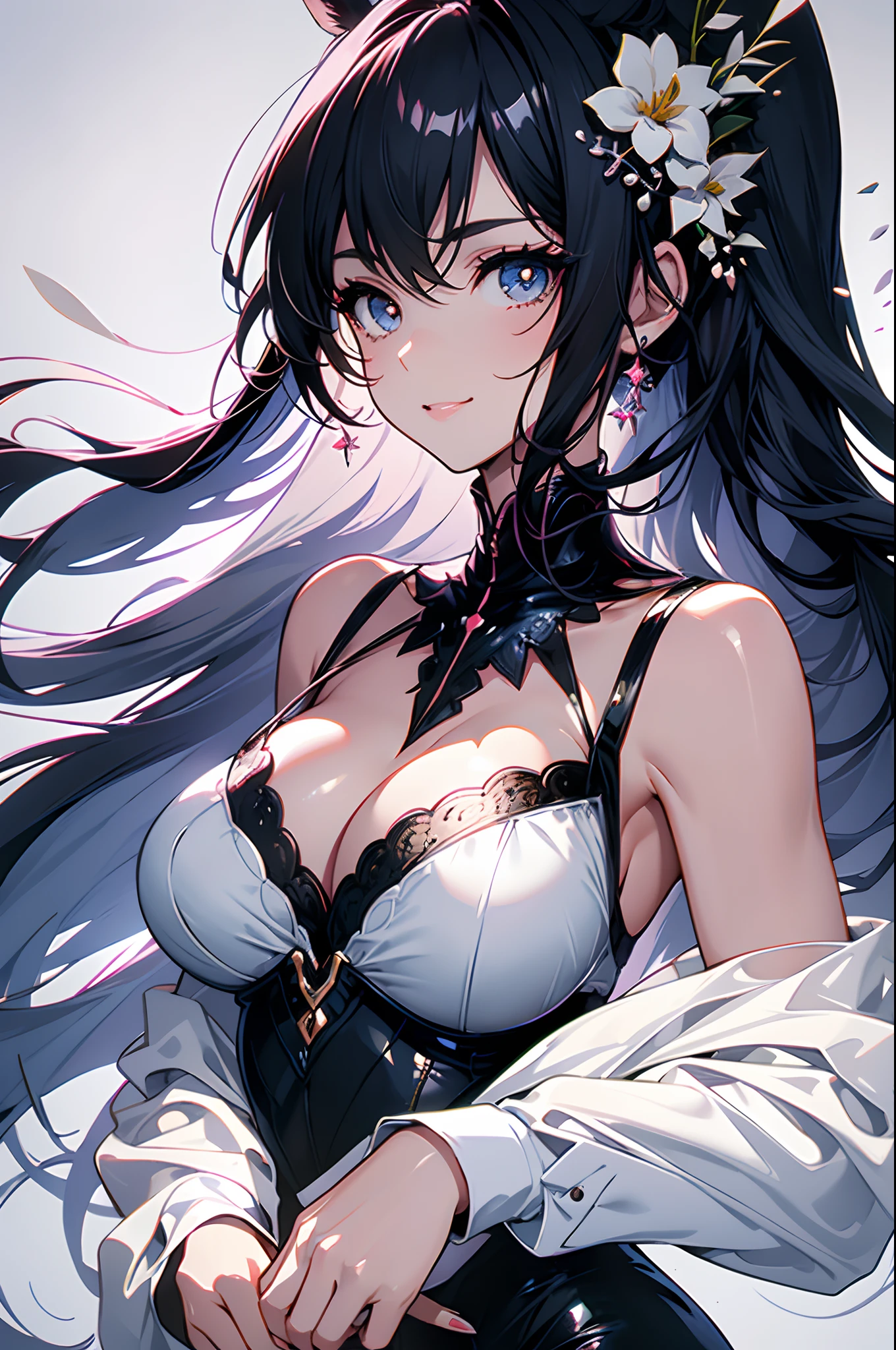Girl，（bunnygirl），（Rabbit ear hair card），Raised sexy，big breasts beautiful，Black hair，（The eyebrows are tactile to the touch），Excellent figure，Lovely smile，with fair skin，The action is charming and moving，Ultra-clear image quality，A masterpiece，8K， Milky white skin, Perfect face shape, Perfect body, Perfect figure, Bigboobs, Delicate and beautiful face, Ultra detailed，seminude