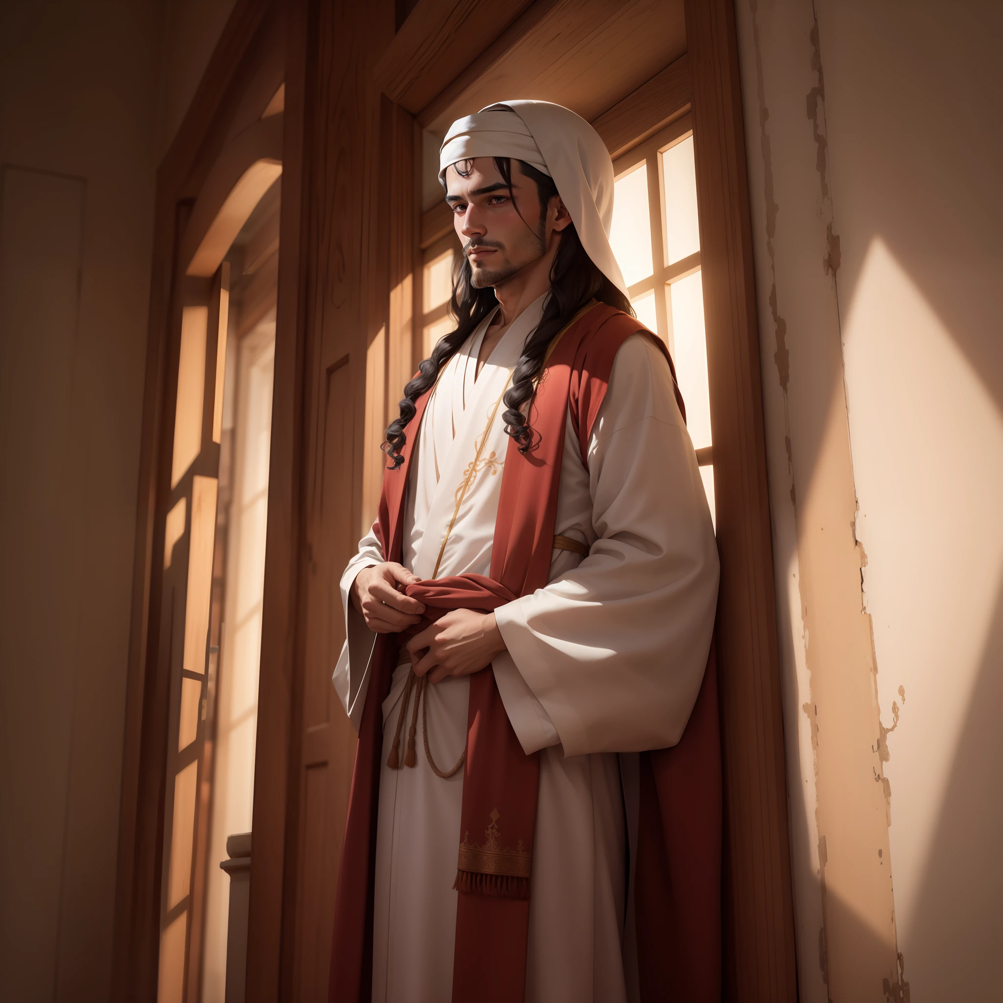 Arabic Monk Simple Robes Long Hair