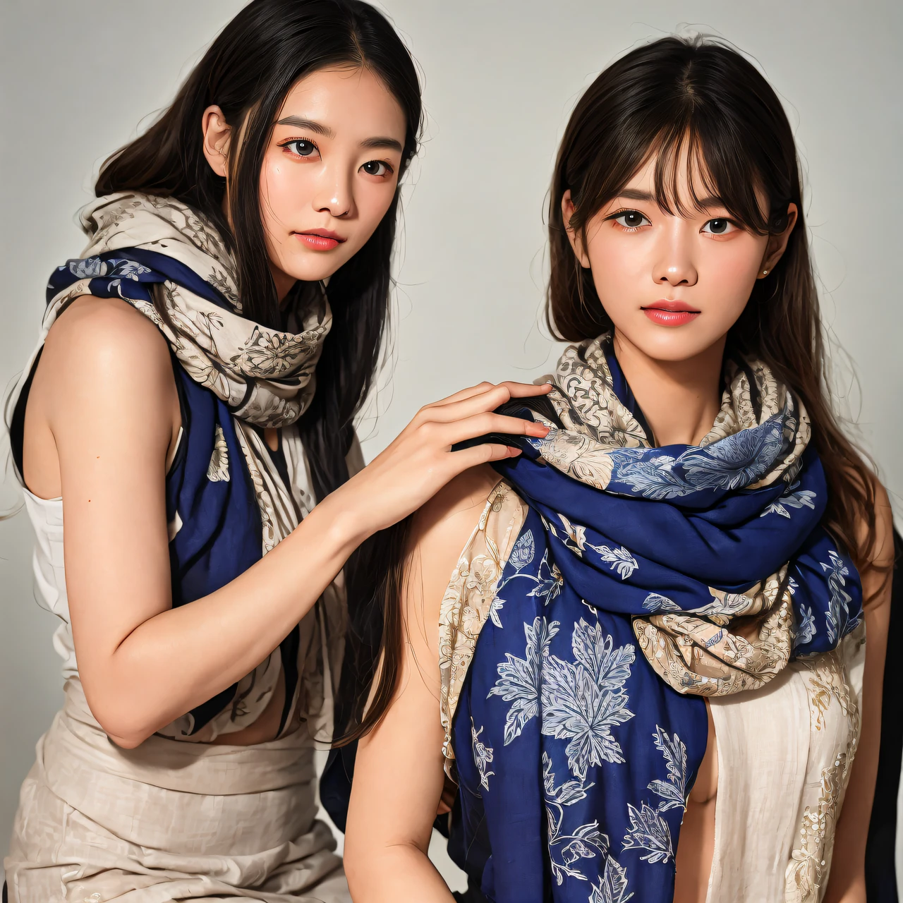 （Linen batik scarf）