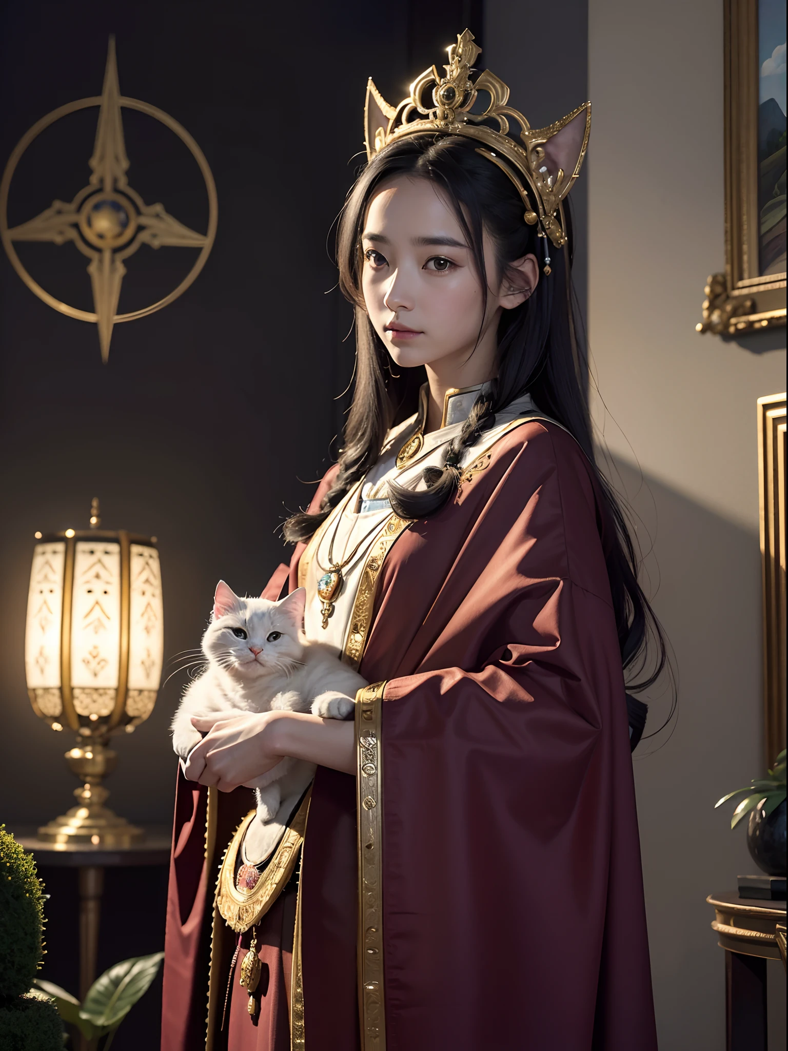 (high-level image quality、high-detail、8k、reallistic)、(Paintings depicting the creator god of the universe、Many gods like mandalas々are depicted、Not only humanoids, but also animal gods such as dogs and cats, and gods in the form of plants are also depicted.)、(There is a mystery that is difficult to decipher, such as the Voynich Codex)