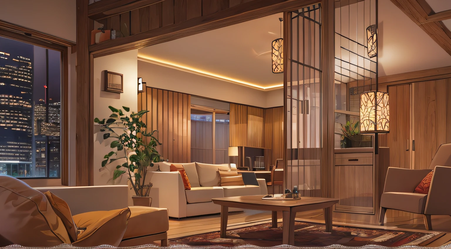living room、during night