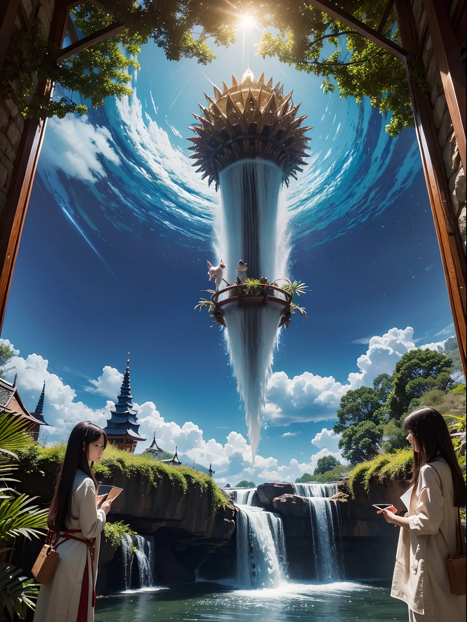 (high-level image quality、high-detail、8k、reallistic)、(Paintings depicting the creator god of the universe、Many gods like mandalas々are depicted、Not only humanoids, but also animal gods such as dogs and cats, and gods in the form of plants are also depicted.)、(There is a mystery that is difficult to decipher, such as the Voynich Codex)