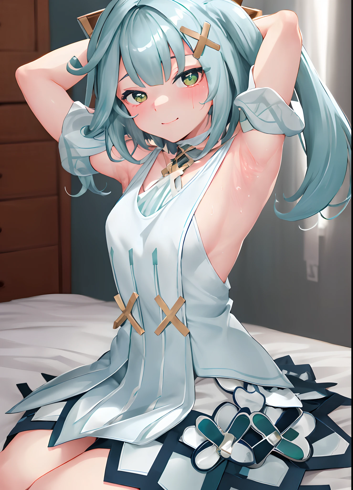 NSFW,masterpiece,Highest quality,High resolution,Super detailed,Sinon\(Sword Art Online\),(High quality sexy wedding dress),Wedding Veil,tiara,gem, hair ornaments, Hair Clip,wedding ring,Embarrassed,expectant face,(Lust),blush,Church at night in the moonlight,Luxurious Room,wedding,From below,Skirt Lift