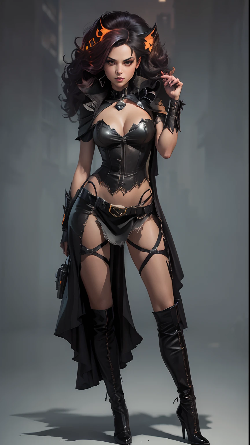 “Explore the dark and gritty streets of Gotham City as Batwoman, the caped crusader, in a stunning noir-style rendering that captures the brooding atmosphere of the city.”to futuristic,”Halloween jack-o-lanterns in her hair,