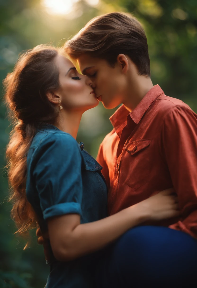 Girl kissing boy