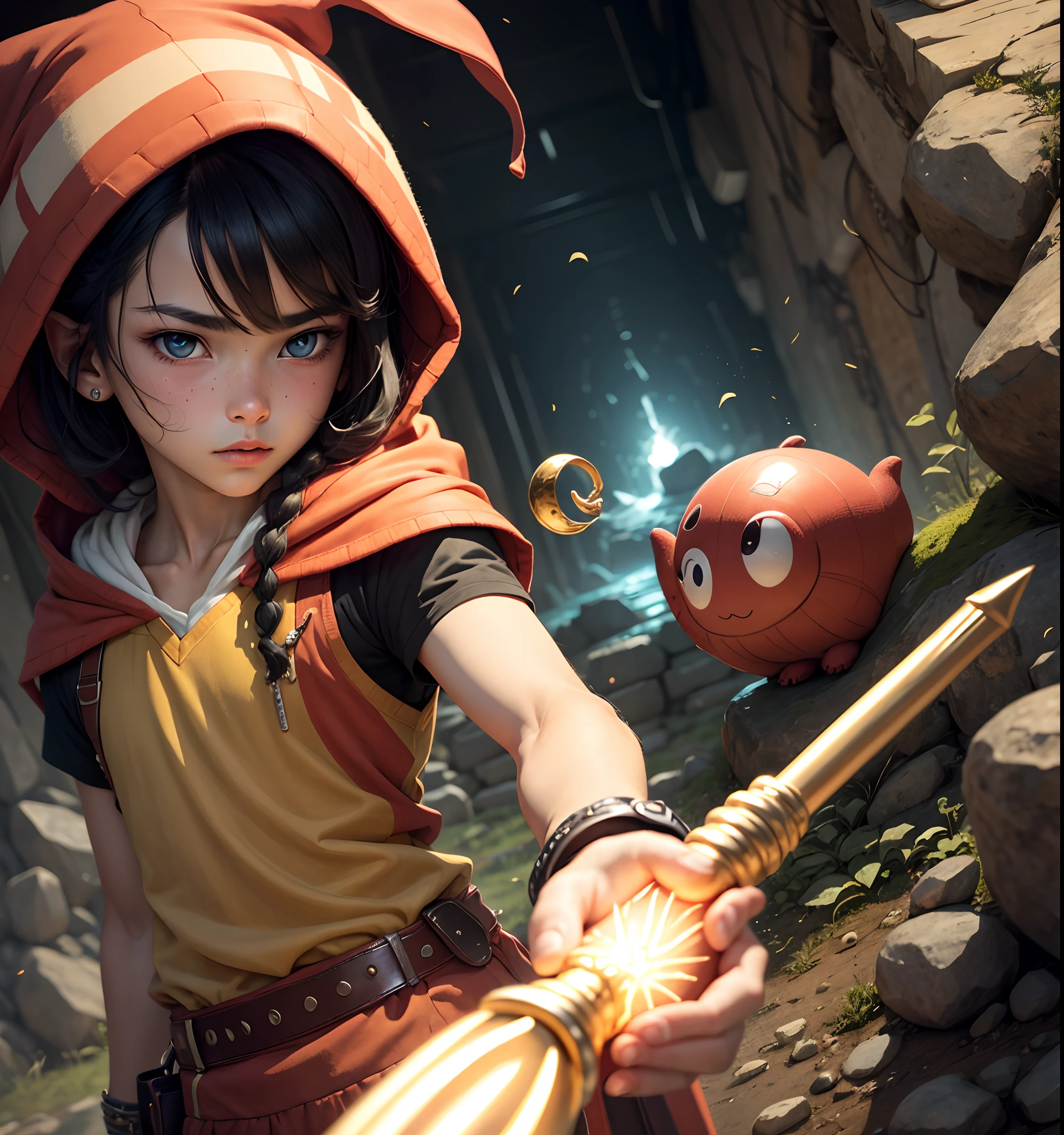 Bikkuriman style A dark-haired youth Holding a wand Like a hermit