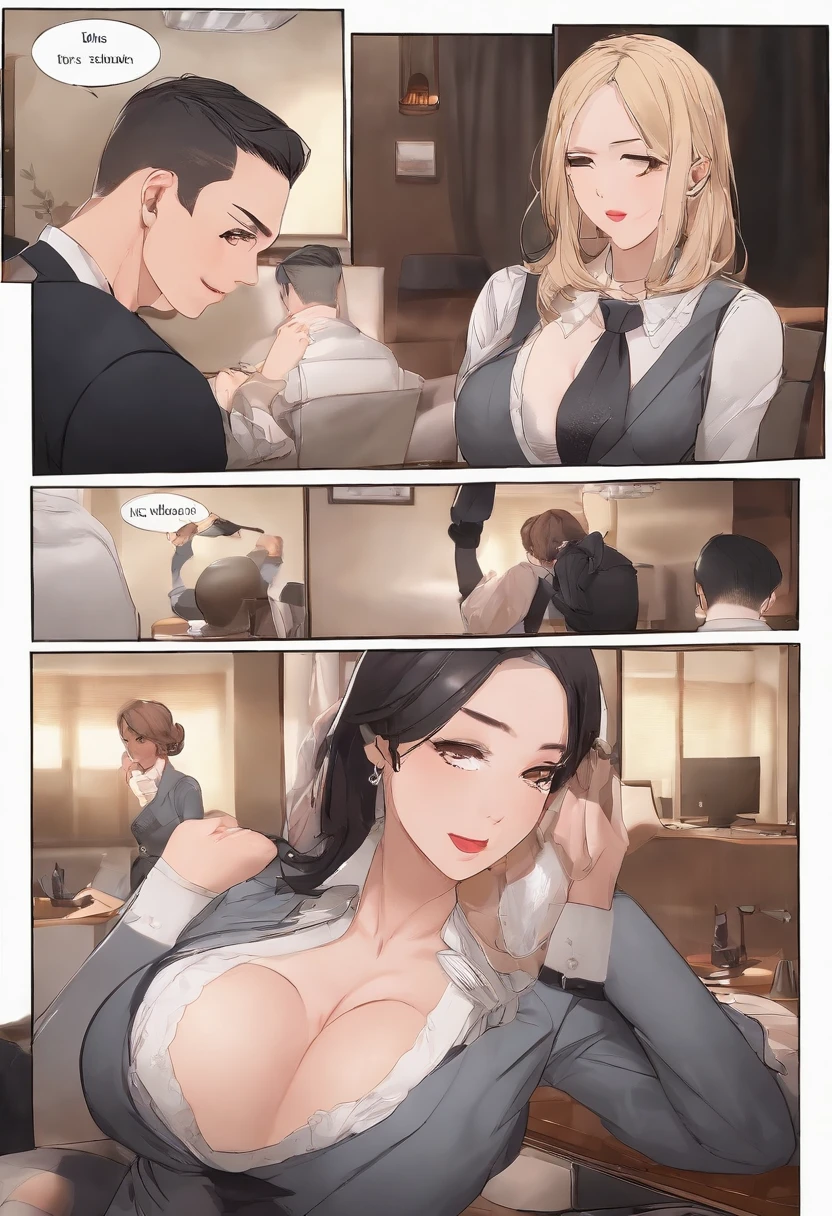 A whore employee gets fucked in her pussy like she's drowning in milk and ejaculates on her big tits getting fucked by a group