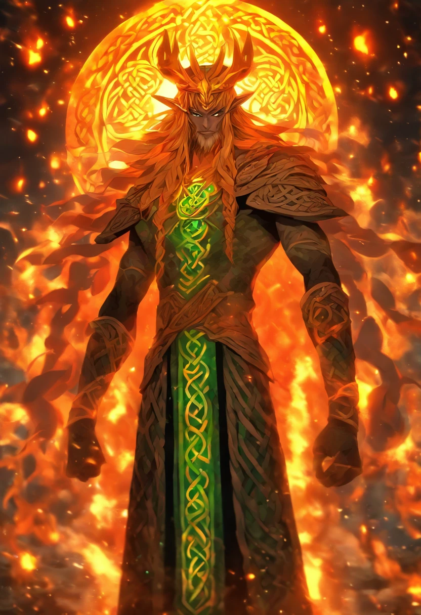 ((Celtic King))) best quality, ultra-high resolution, 4K detailed CG, master piece,King Nuada, ,Celtic clothing, Celtic mythology, ((standing pose)) , full body,Celtic image, aesthetic, Centered on screen