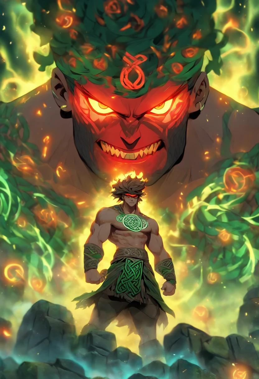 ((Celtic Cyclops))) best quality, ultra-high resolution, 4K detailed CG, master piece, Balor, Evil Eye, only one eye, Celtic clothing, Celtic mythology, ((standing pose)) , full body, Celtic image , aesthetic, Screen-centered