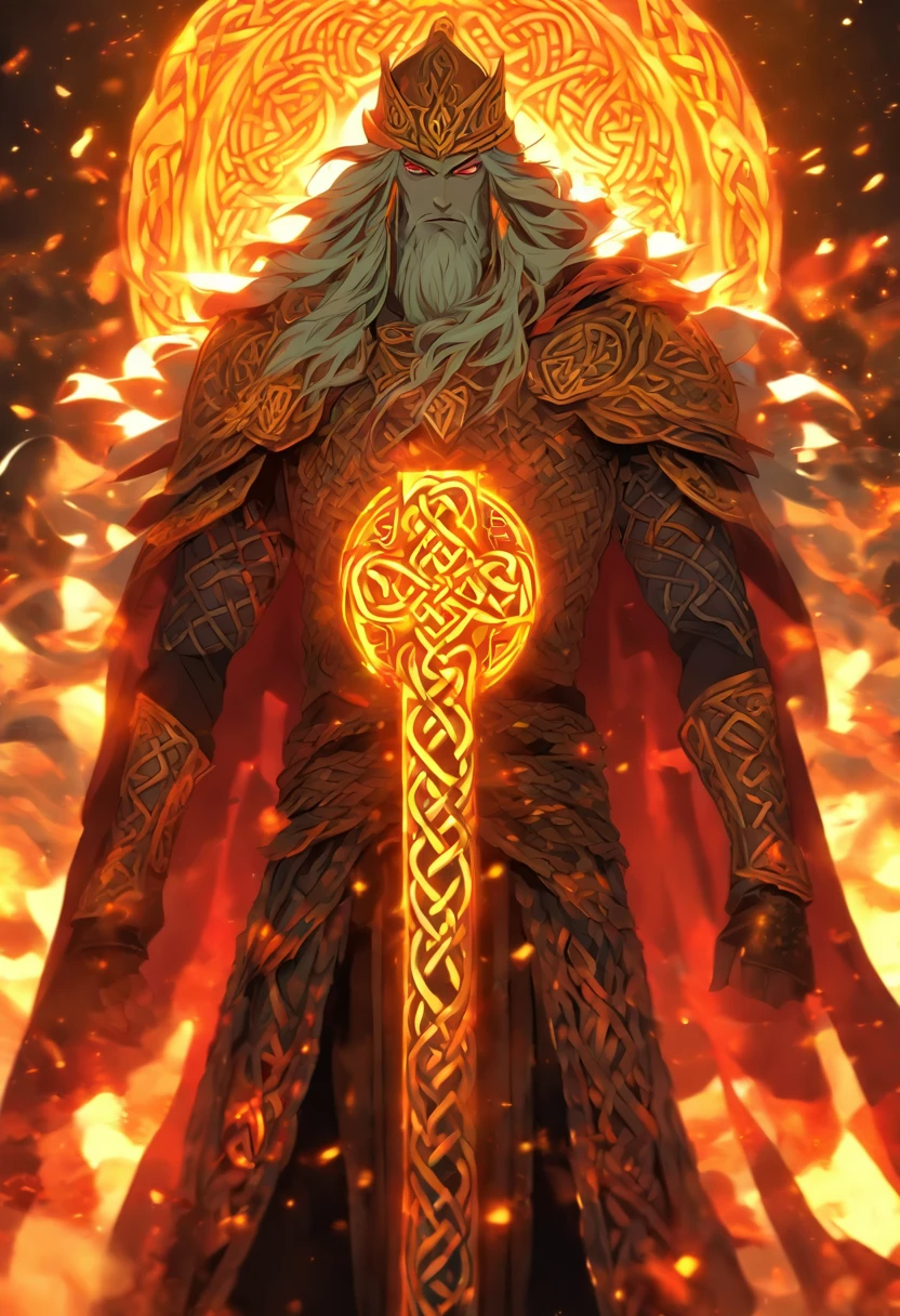 ((Celtic King))) best quality, ultra-high resolution, 4K detailed CG, master piece,King Nuada, ,Celtic clothing, Celtic mythology, ((standing pose)) , full body,Celtic image, aesthetic, Centered on screen