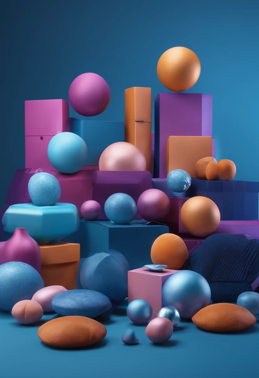 3s blue background，C4D modeling style，E-commerce product display