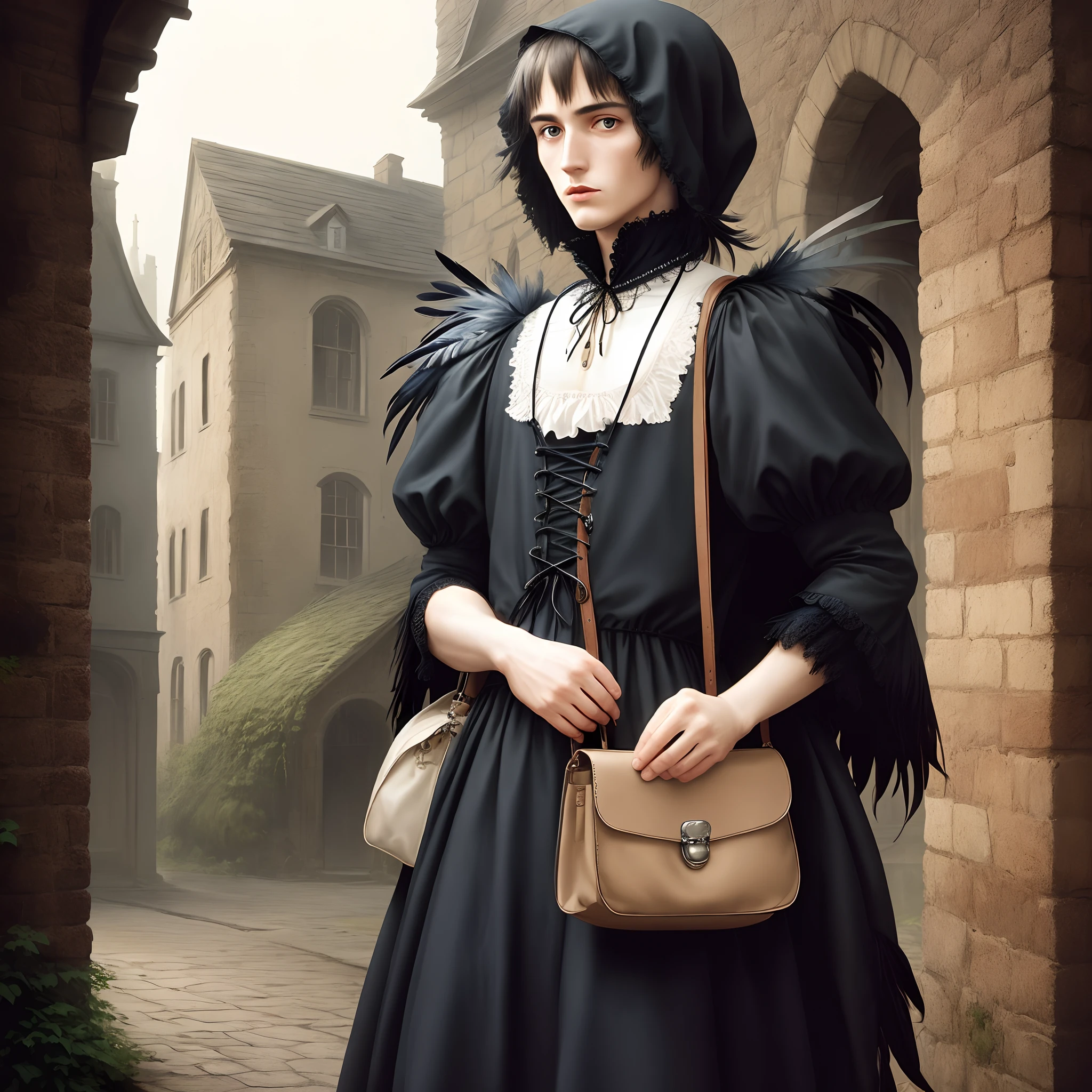 Bag man. Feather. Gothic. Old world. 1990 style