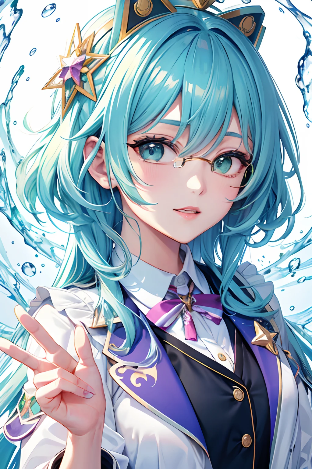 green colored hair、Emerald green hair、Green hair、Date glasses、eye glasses