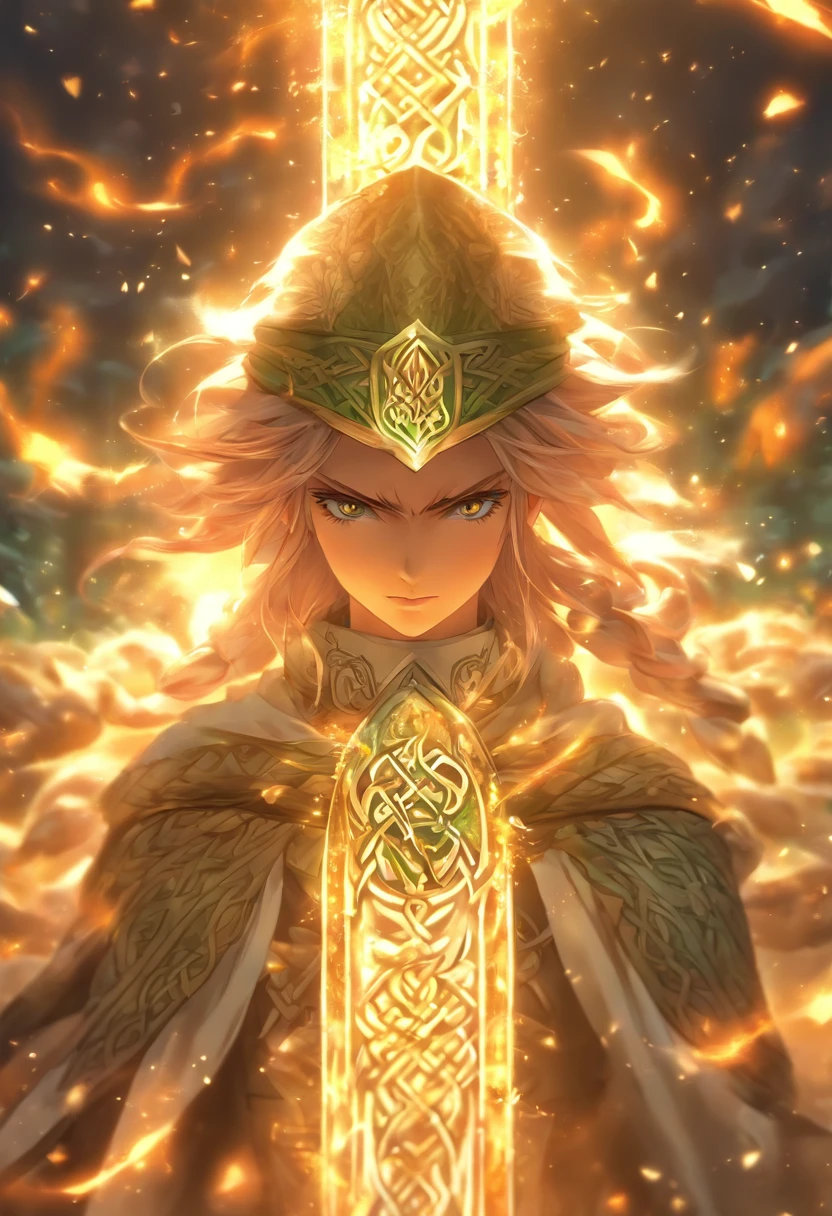 (((Formorianos))) best quality, ultra-high resolution, detailed CG 4K, master part, Celtic Group, Celtic clothing, white clothing, Celtic mythology, ((Formorianos)), Celtic image, aesthetic, screen-centered