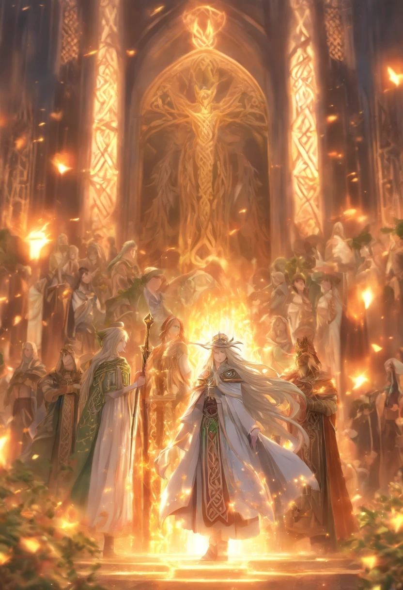 (((Formorianos))) best quality, ultra-high resolution, detailed CG 4K, master part, Celtic Group, Celtic clothing, white clothing, Celtic mythology, ((Formorianos)), Celtic image, aesthetic, screen-centered