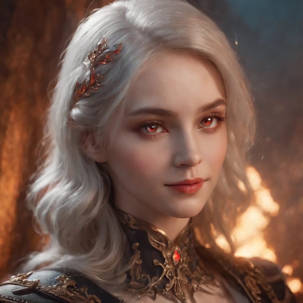(Many award-winning masterpieces,The details are incredible, textures and maximum detail), (Hyper-realistic: 1.4), (Realistic: 1.3), ((((Front bust)))))(cyber punk perssonage),Red and blue lighting,Wings,whaite hair,Castle building,Mechanical dare,A combination of futuristic technology and magic,(Highest quality authentic textured skin), Fantasy theme, Black clothes, Black cloak, Network elements, Red light, Blue light, finerly detailed face, ((medieval world)),A close-up of a woman,(The flame of the Lord), (With a mischievous smile on his face), (Glowing eyes in the dark: 1.5), (A pair of black eyes,A strong red light is emitted from the inside) :1.5), (full-body standing image: 1.5), (Dramaticlight), Wings, (A majestic sight), (Her face is gentle and beautiful, but somehow terrifying), Ears Wear glass earrings, (Dramatic photo: 1.4), (Full body portrait: 1.5), ((dramatic pose)), (blond hairbl), (Silver hair), (Maroon hair), Short hair, ((Looking up)) , ((Look down)), (A simple necklace of exquisite workmanship hangs around the neck), (Bioluminescence that emits a bright glow: 1.3), (Use gorgeous fire magic: 1.2), (swirling fire), Devil's Cathedral, The Devil's Grand Shrine, great temple, great cathedral, Temple ruins, Freestanding temple, (Luminous magic circle), Ancient Castle Site, Shine majestic clouds and sky, Lightning, Epic reality, fading, art, (greg rutkovsky: 0.8), (Teal and orange: 0.4), (art stations: 1.5), Cinematic, ((com cores neutras)), (hdr: 1.5), (Pastel colors: 1.2), Ultra detailed, Dramaticlight, (complexdetails: 1.1), the complex background,