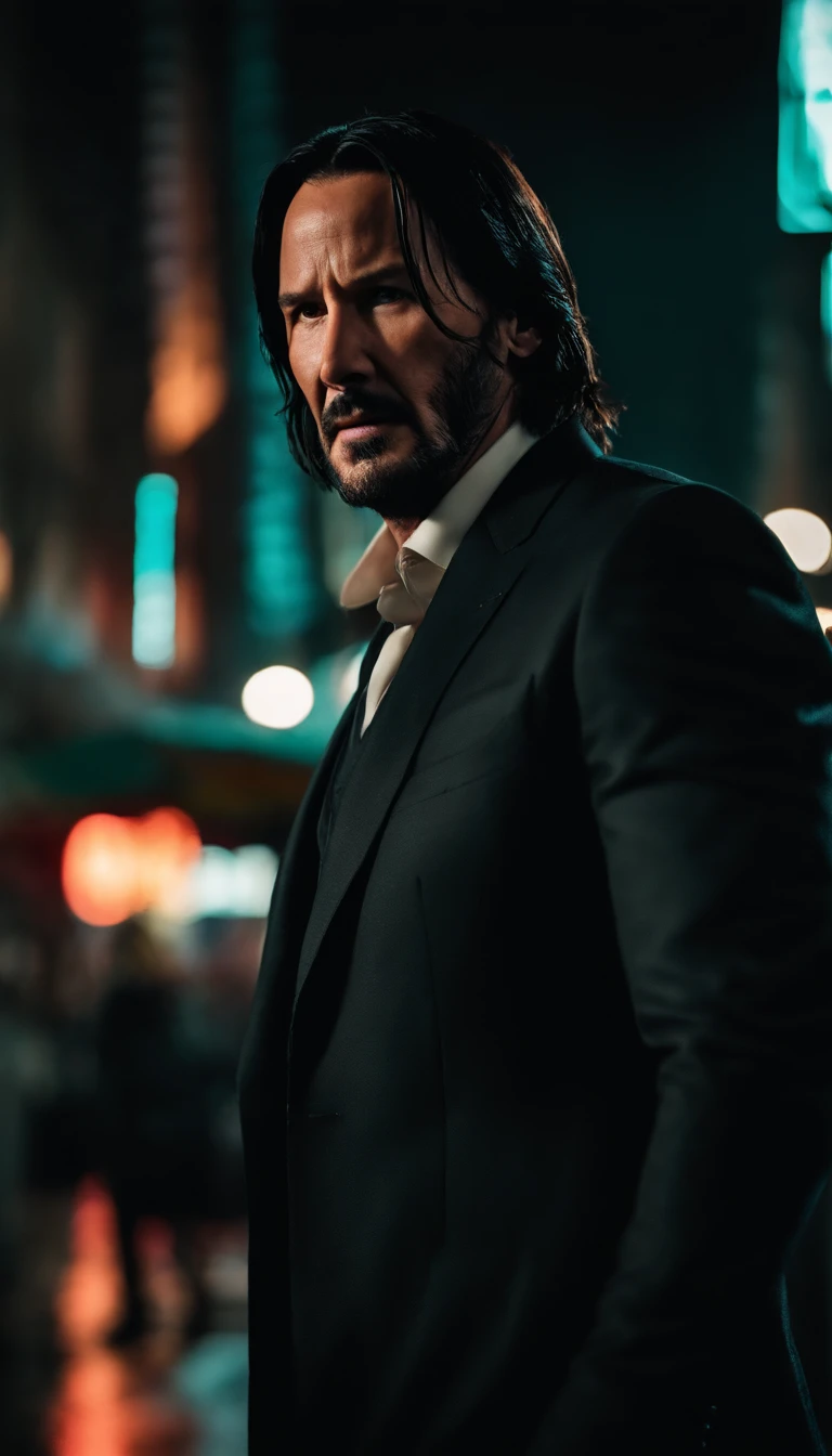 /imagine prompt: color photo of John Wick in a cyberpunk cibernético setting
John Wick, a legendary assassin, stands in the center of the frame, his intense gaze piercing through the camera lens. His chiseled face reveals a hardened determination, accentuated by the subtle stubble on his jawline. The light reflects off his slicked-back black hair, adding a touch of sophistication to his rugged appearance.
Dressed in a sleek, form-fitting black leather suit, John Wick exudes an aura of silent power. The suit is adorned with intricate cybernetic enhancements, glowing with a vibrant neon blue hue. These enhancements, seamlessly integrated into his body, enhance his reflexes and physical abilities, making him an even deadlier force to reckon with.
Surrounding John Wick is a dystopian cyberpunk cityscape. Tall skyscrapers stretch towards the heavens, their gleaming glass facades reflecting the neon lights that illuminate the night. The streets below are teeming with activity, filled with bustling crowds, hovering drones, and holographic advertisements that flicker with vibrant colors.
The atmosphere is thick with tension and suspense, as if the city itself holds its breath in anticipation of the impending chaos. The air is tinged with a mix of industrial fumes and the scent of rain-soaked asphalt, creating an otherworldly ambiance that permeates the scene.
Captured through the lens of a vintage film camera, the photo radiates a sense of nostalgia, reminiscent of a bygone era. The camera, a classic Leica M6, coupled with a 50mm f/1.4 lens, adds a timeless quality to the image. The film used is a high-contrast color slide film, intensifying the vibrant colors of the neon lights and accentuating the shadows that dance across John Wick's face.
In a unique collaboration that transcends boundaries, the photo embodies the distinct styles of various artists. The directing prowess of Christopher Nolan, known for his dark and atmospheric films, merges with the visionary cine