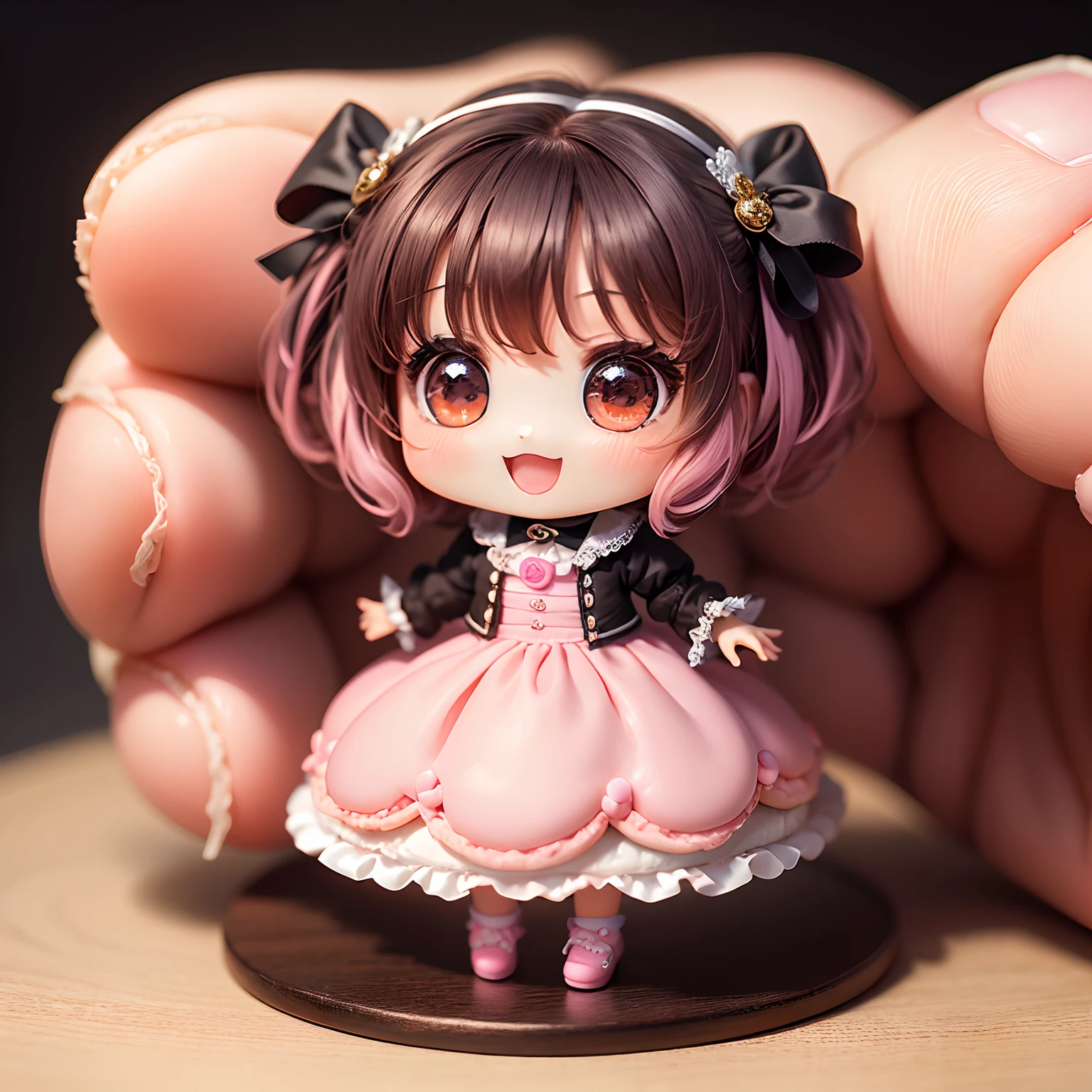 ​masterpiece、top-quality、ultra-detailliert、(Chibi Chara's Daughter:1.2)、colorful macaron、Open your mouth and smile、Sweets Wallpapers、Standing