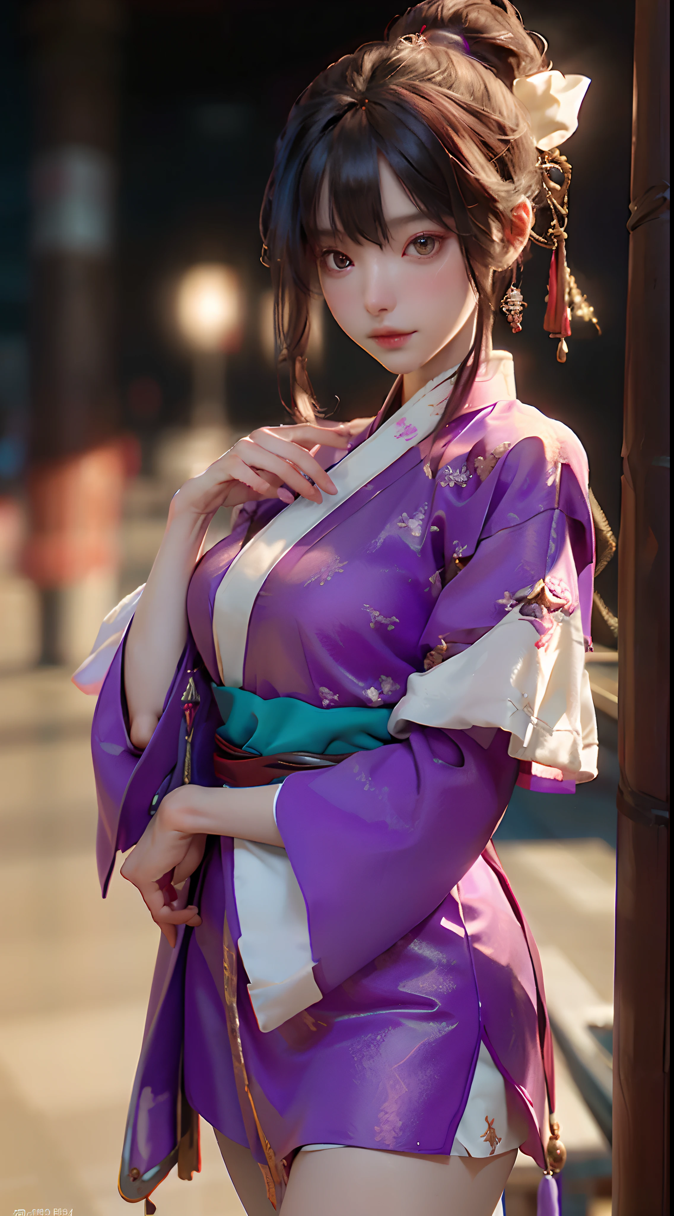 top-quality、masterpiece、超A high resolution、(Photorealsitic:1.4)、1girl in、Kimono、enticing、looking in camera、