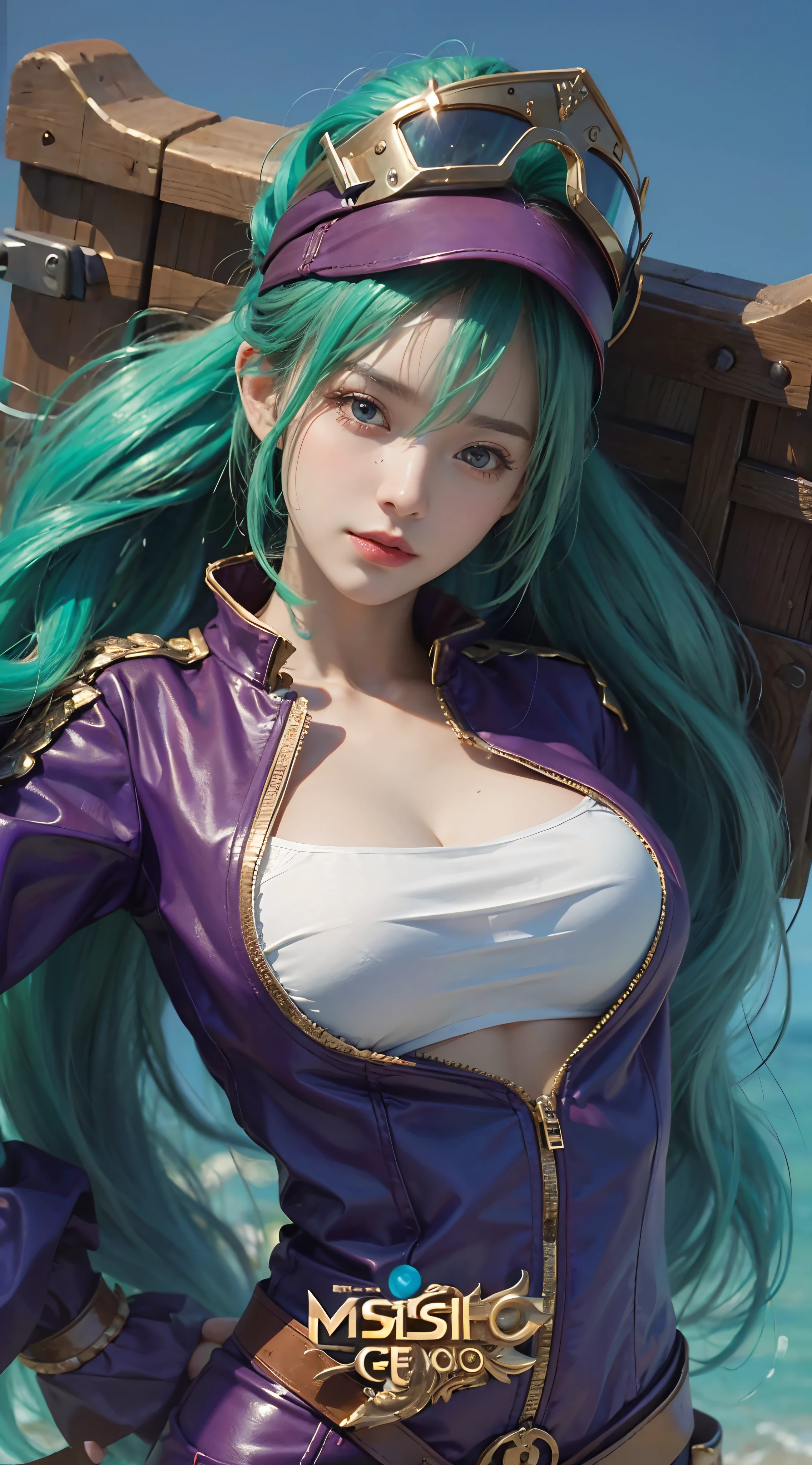 ((masterpiece)), ((best quality)), ((HD 4k)), ((realistic 1.2)) , mature girl, twin ponytail, googles on head
