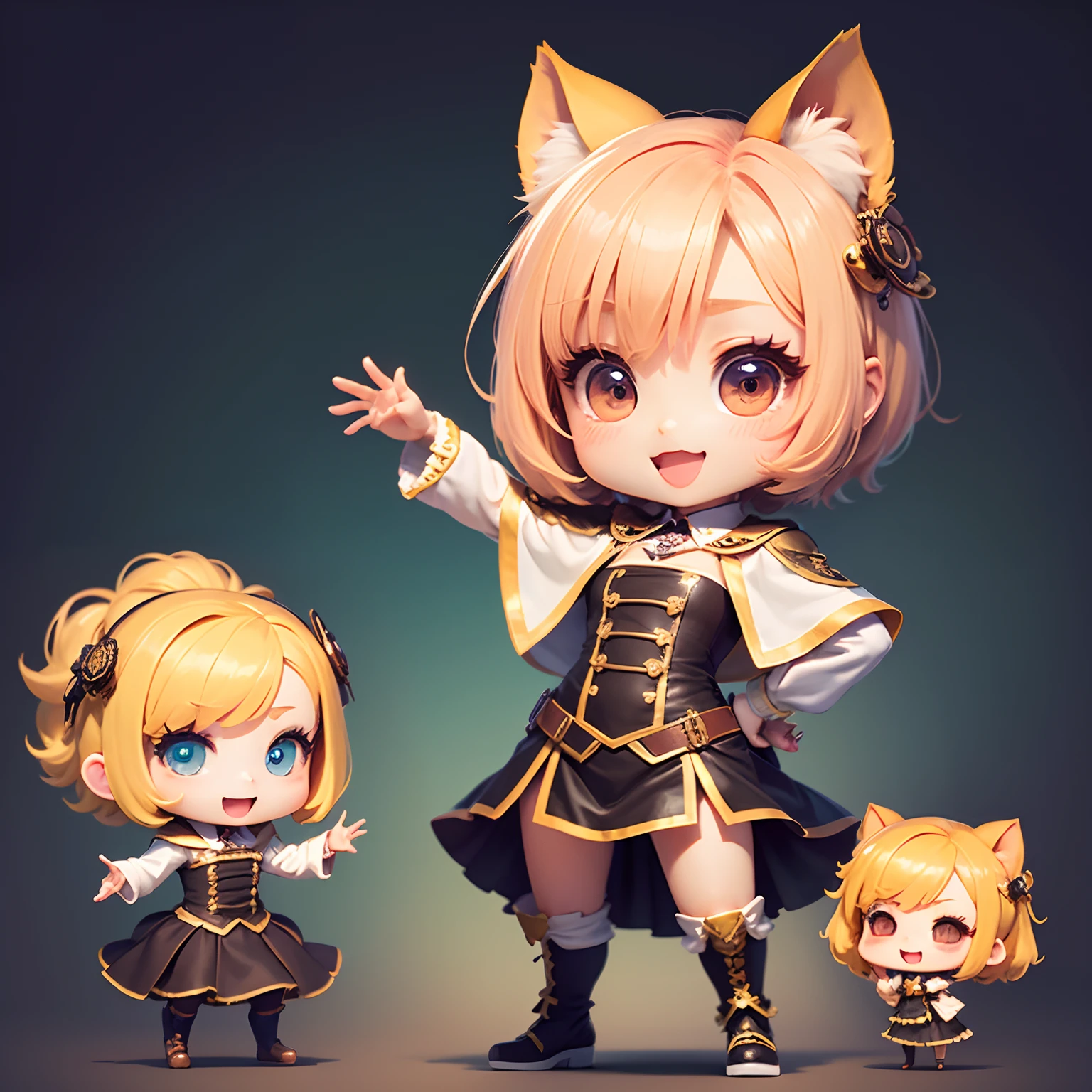 masterpiece、top-quality、ultra-detailliert、(Chibi Chara:1.2)、The national costume of Germany is Diandre、Open your mouth and smile、Standing