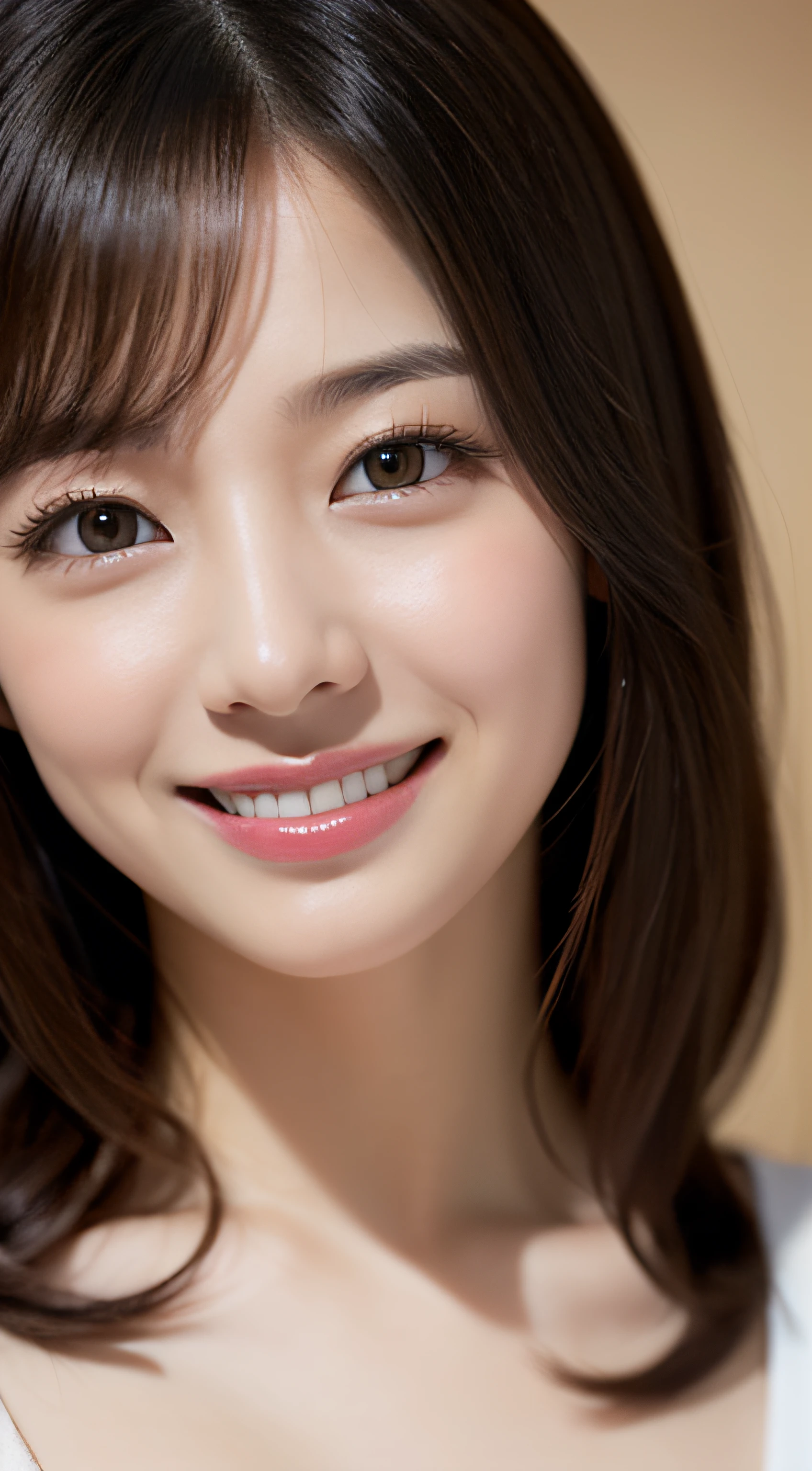(A hyper-realistic), (Illustration), (High resolution), (8K), (Very detailed), (Best Illustration), (Beautiful and detailed eyes), (Best Quality), (ultra-detailliert), (masutepiece), (Wallpaper), (Detailed face), Facial Pore,Solo,One girl,,NSFW,Navel,Naked, Naked image、Fine detail, Detailed face, (detail),(Realistic lighting: 1.1),Ala Fed image of woman with long hair smiling in photo, One adorable Korean face, , Korean female actress, , Cute Korean Actress, Gorgeous young Korean woman,