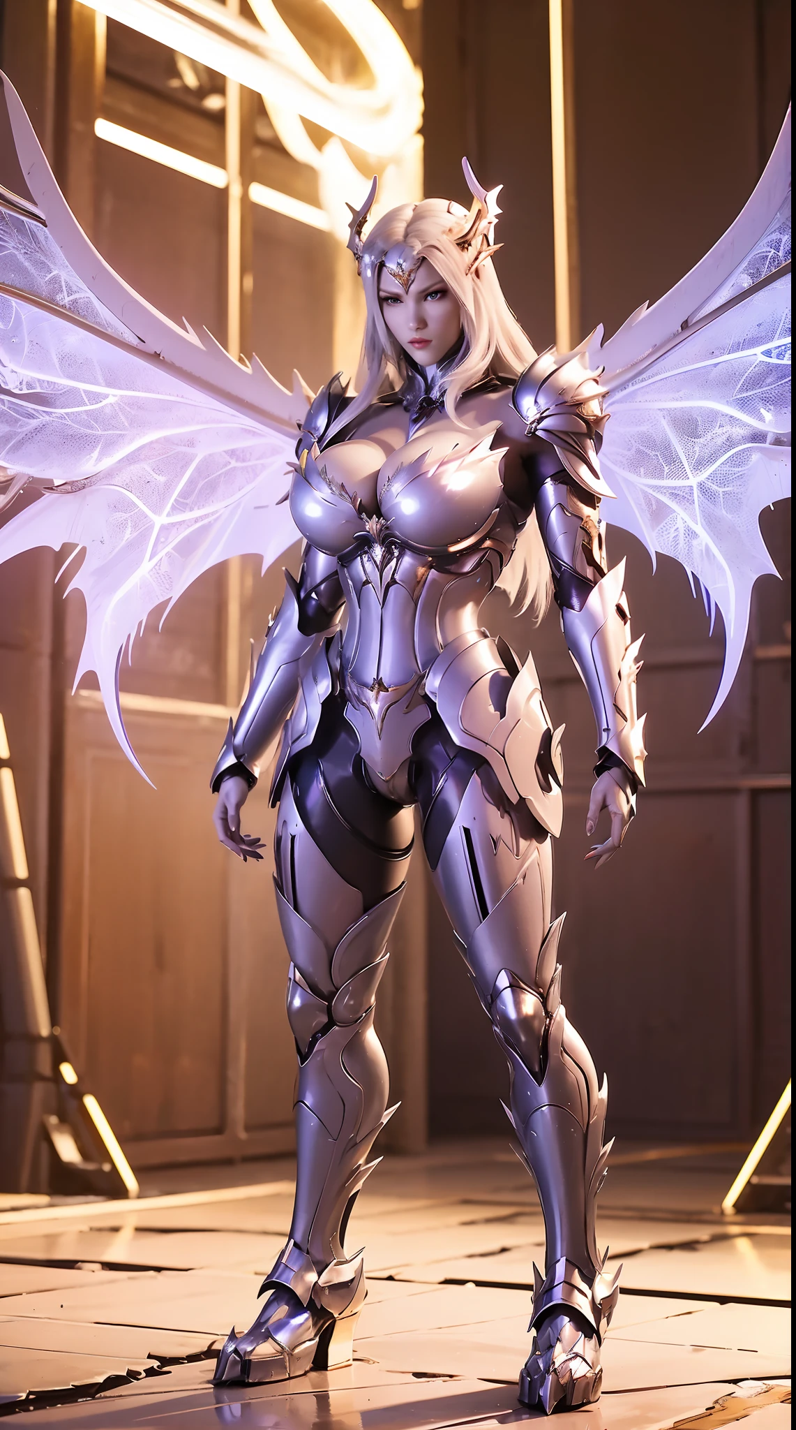 (DRAGON QUEEN HELM), HUGE FAKE BOOBS, BLUE LIGHTNING DRAGON, MECHA ARMOR FULL SUIT, (CLEAVAGE), (((A PAIR LARGEST WINGS))), TRANSPARANT, FULL BODY, LONG LEGS, STANDING, SEXY BODY, MUSCLE ABS.