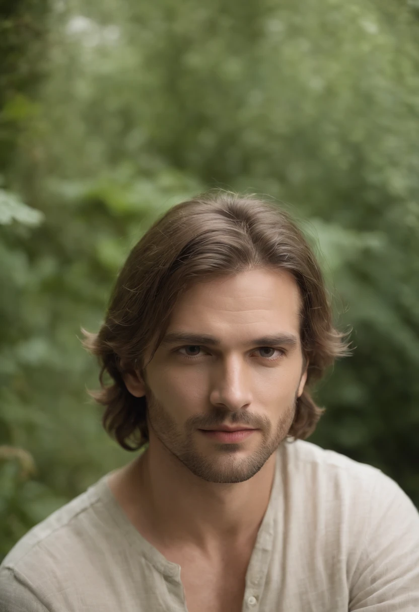 homem em torno de 37 anos, cabelos brancos naturais, olhos verdes distinto com roupas futuristica, luz de velas em um ambiente medieval, Ultra sharp focus, tiro realista,cores tetradicas