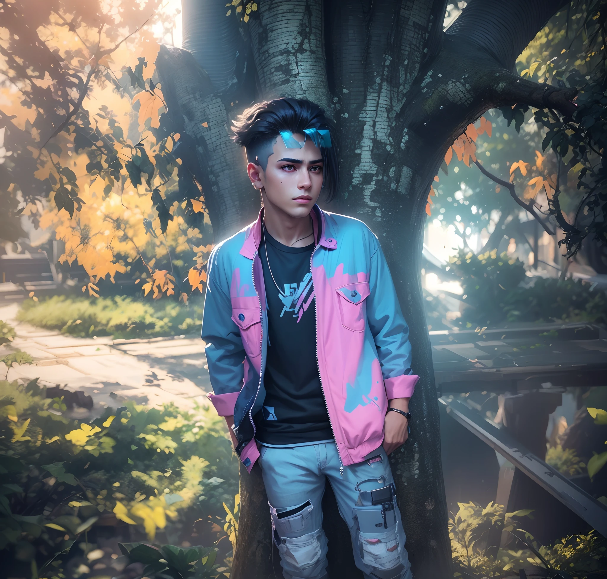 Change beground cyberpunk handsome boy, realistic face, little boy best quality 8k