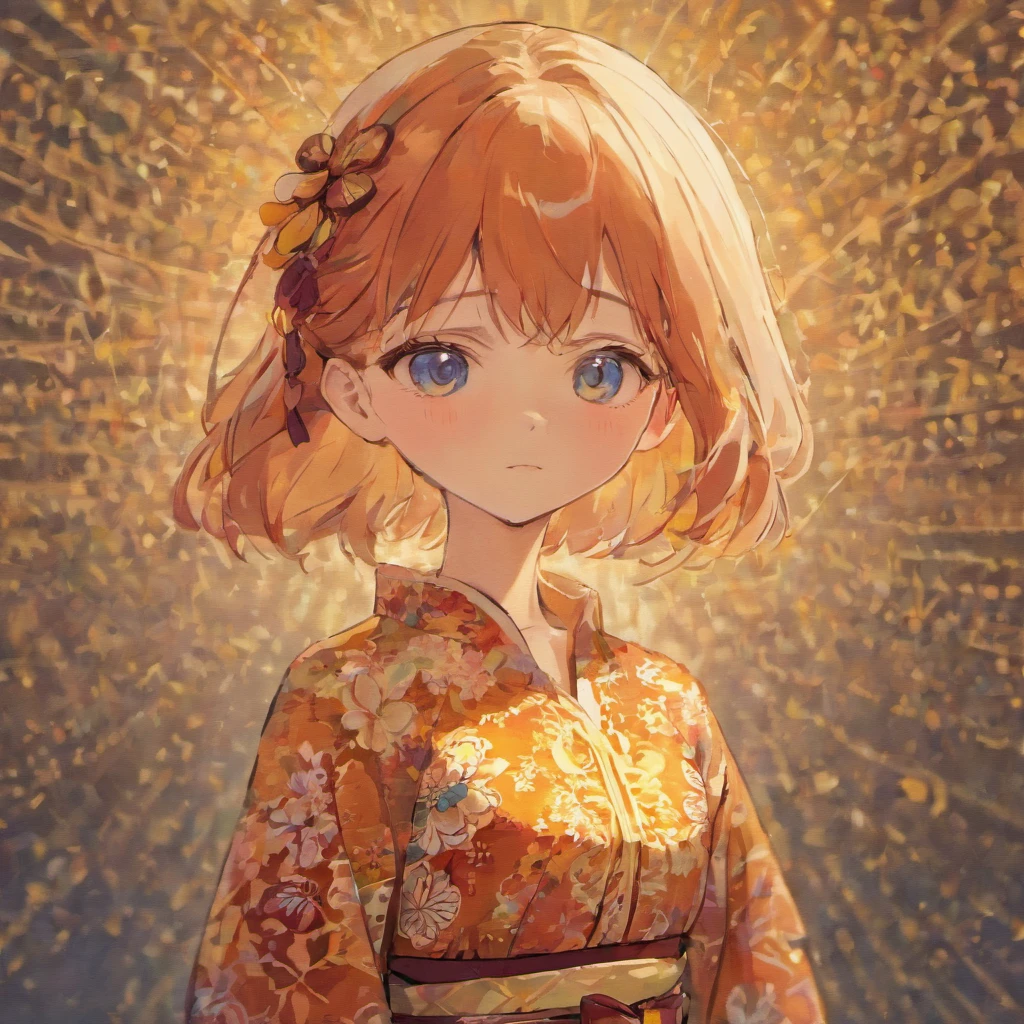 anime girl wearing batik shirt with simple background