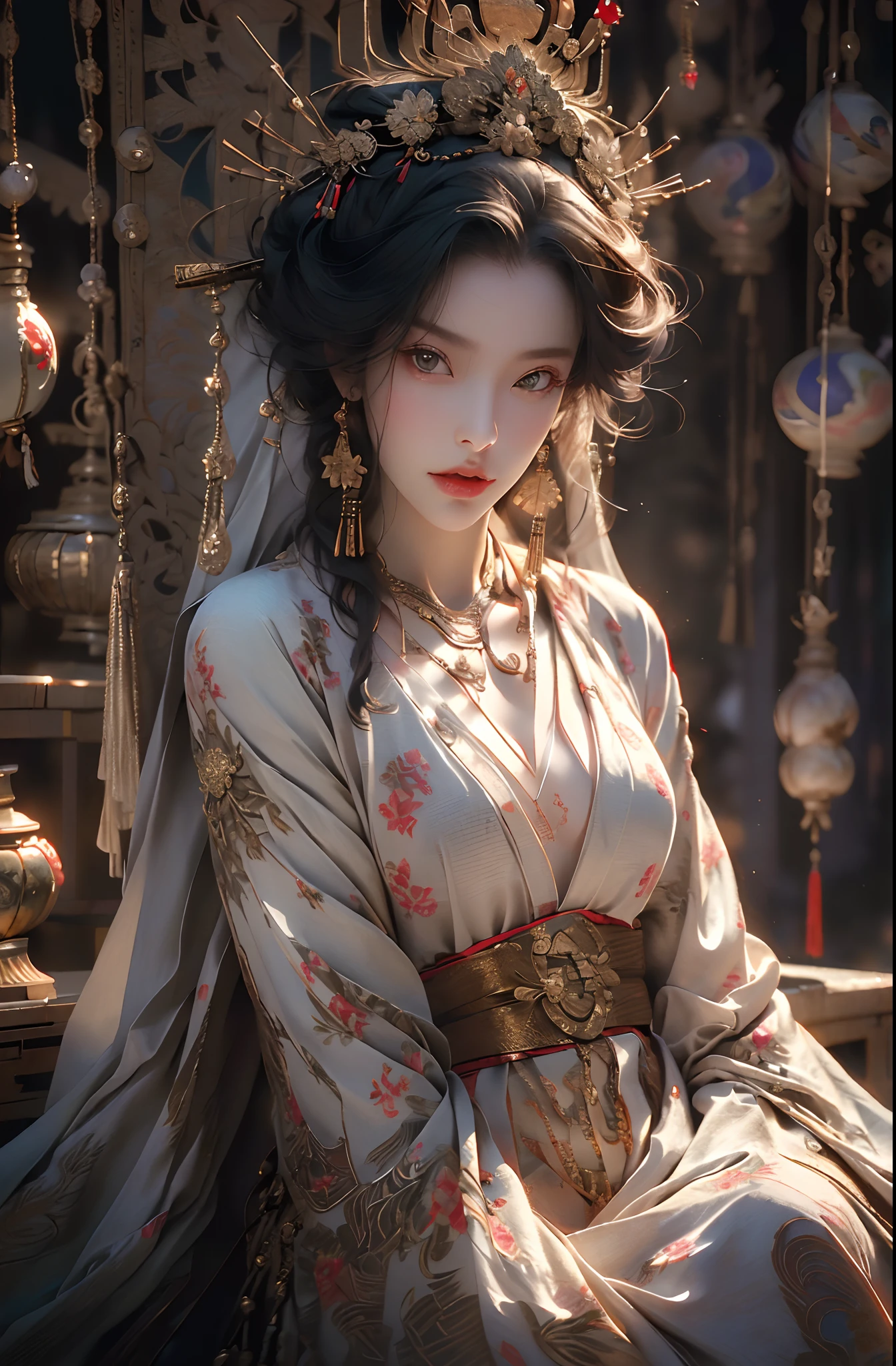 (8K, Best quality, Masterpiece:1.2), (Photorealistic:1.4), RAW photo, Best quality, 超高分辨率, Best shadow, (full bodyesbian:1.4), Women with short hair, Japanese armor, katana swords, Stunning environments at scale, Horror, dark horror, Highly detailed facial features, beautiful and flawless face, Perfect eyes