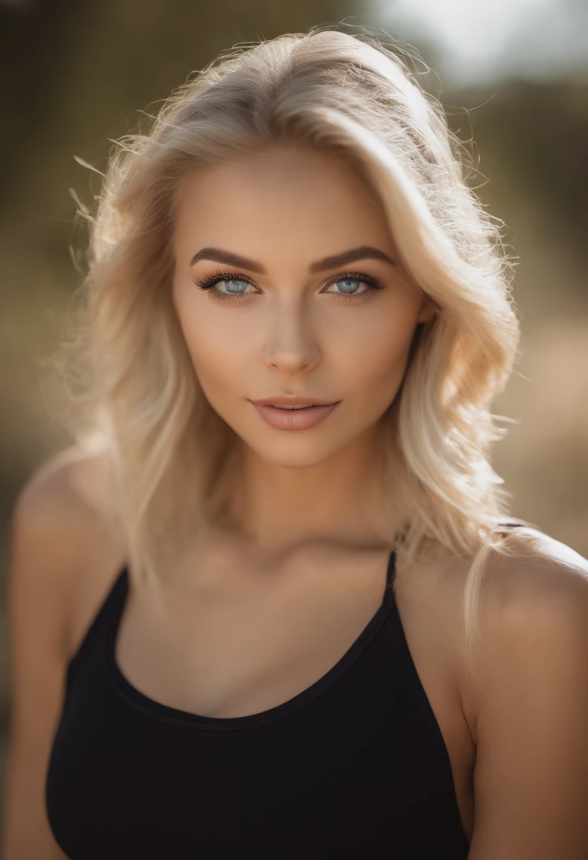 Oman with matching tank top and booty shorts, Sexy girl with blue eyes, portrait sophie mudd, Portrait de Corinna Kopf, blonde hair and large eyes, Selfie einer jungen Frau, ohne Make-up, Natural makeup, Blick direkt in die Kamera, Gesicht mit Artgram, dezentes Make-up, Great full body photo, im Zimmer, big boobs, Blond, Latein
