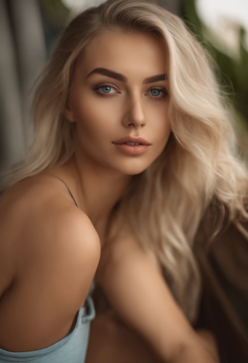 Oman with matching tank top and panties, fille sexy aux yeux bleus, Portrait Sophie Mudd, Portrait de Corinna Kopf, cheveux blonds et grands yeux, jeune femme, ohne Maquillage, Maquillage naturel, Visage avec Artgram, dezentes Maquillage, Magnifique photo de tout le corps, Se promener dans la ville, gros seins, Blonde, Latin