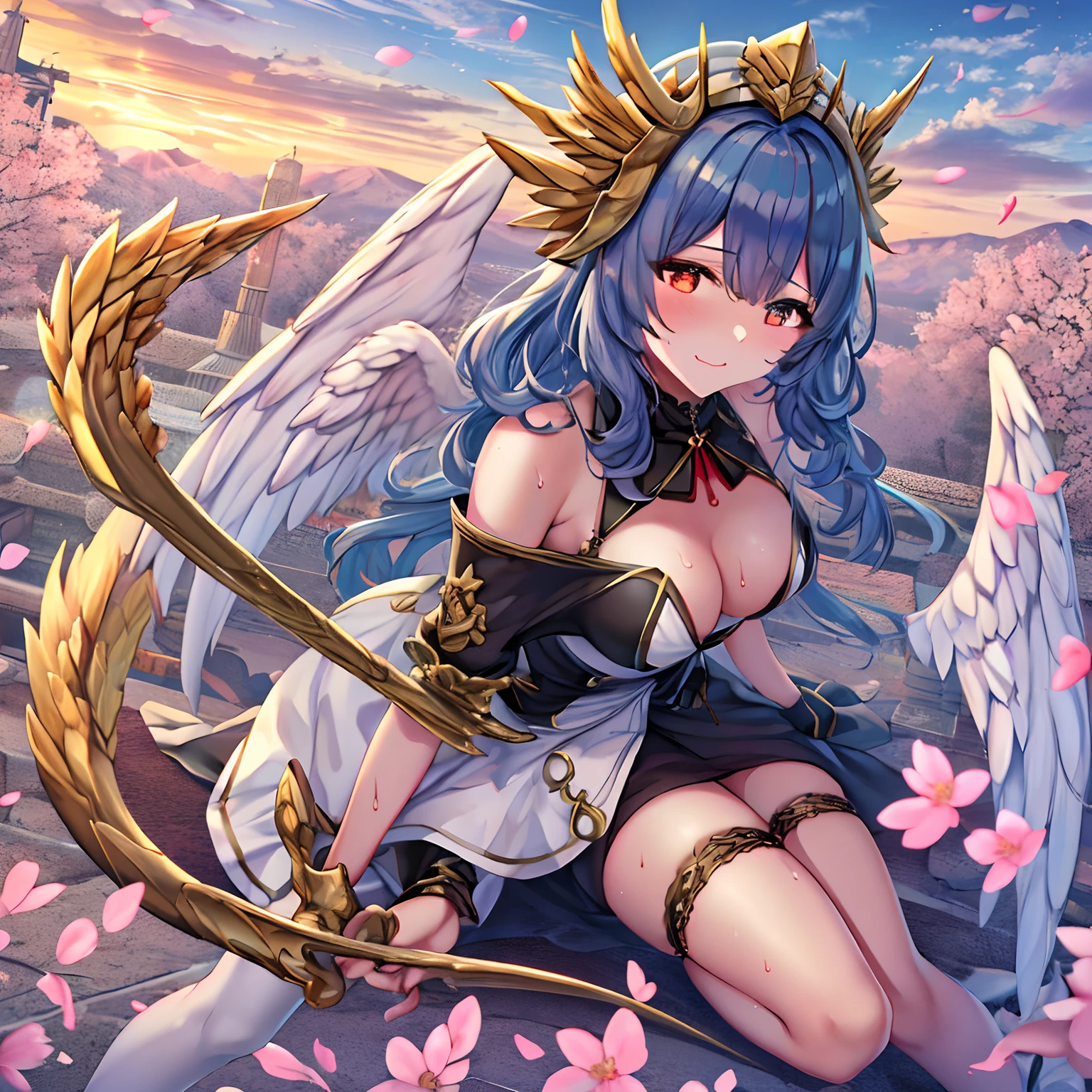 Dynamic series of drawings showing silver-haired and blue-eyed warrior girl., 8K, 超A high resolution, ultra-detailliert, hard disk,(well designed face), Amazing face, (super detailed), Beautiful eyes, Soft lighting,, Outdoors, A city scape,, urushisato,1980s,, Beautiful detailed eyes,Mechanical parts, Asymmetrical hair,thigh highs, latex suit,cleavage,ung aristocratic maid woman)((Black ruffled maid outfit with luxurious embroidery))((Heavy drool))((Very angry look))((red blush))((Painful and troubled face))((The face of suffering and perseverance))((Heavy sweat on the face,)((Heavy sweat spreading all over the body)))Girl with a troubled face、nightcity、Sateen、Kimono without sleeves、A dark-haired、Holding a weapon with blood on it、Looking at the camera、Cherry blossoms are dancing,Unusually resistant、red blush、shrine maiden、valkyrie、Angel wings、a navel、sideboob barbosa、with an intricate、Particles of light、thighs thighs thighs thighs、shinny skin、Perfect litthing、1girl in、looking at the viewers、Winged headgear、pelvis curtain、A smile、(masterpiece)、(top-quality)、tiny chest、Porcelain Skin、Very long hair、hair wavy、Royal sister,femele,A queen,putting on a crown,There are a lot of golden lightning around,sitting in a throne,Bangs cover the eyes,Black Suspender Socks,Black Lace Top,,High jump,Grab Erlang's leg,,Black Silk Top,domineering,smil,The corners of the mouth are raised,Red and gold eyes,Black silk erotic underwear,Black top,Black Silk Gloves,I have a gorse tattoo on my chest and thigh,There are many golden dragon scales on the arms,There are many golden dragon scales on the neck,Bright eye,dragon eyes,Snake's Eye,Upright pupils,There are golden stripes on the clothes,There is a golden pattern on the clothes,The socks have a golden pattern,tall figure,Expose the outside of the chest,Twisted blade hanging over the shoulder,Smaller breasts、With elongated dragon horns,Giant Golden Dragon Wings,Giant Golden Dragon Wings,Huge golden dragon wings as big as a body,The b