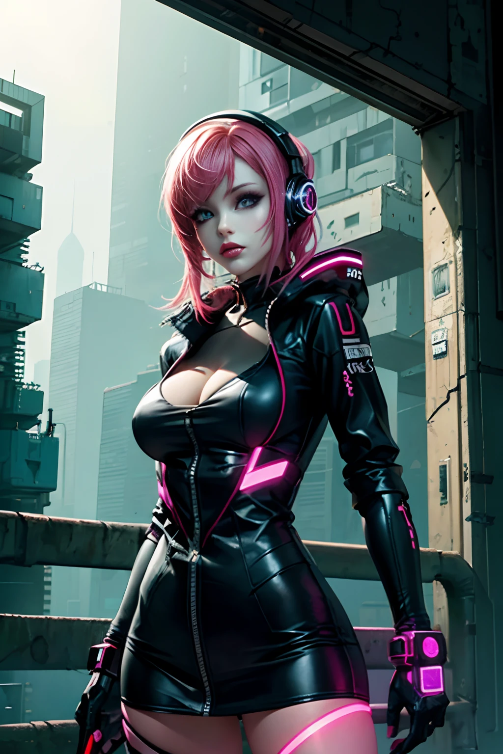 image of a cyber punk girl, (((italian shot)))