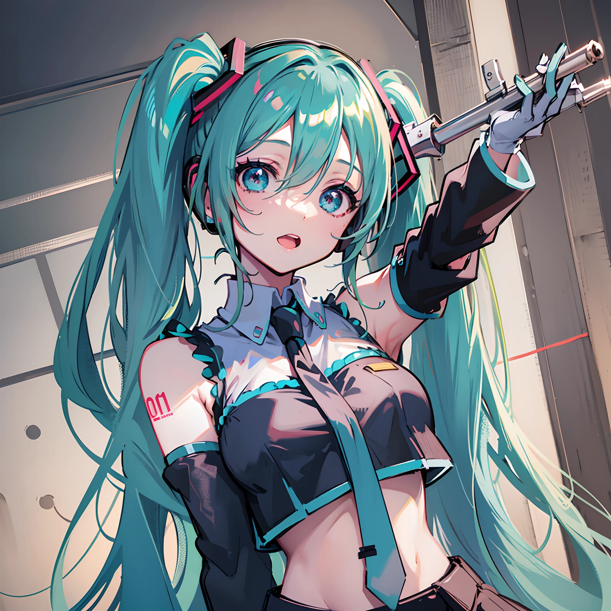 Hatsune miku , Personajes de anime cabello rosado ojos marrones joven obra maestra mejor calidad cabello largo
