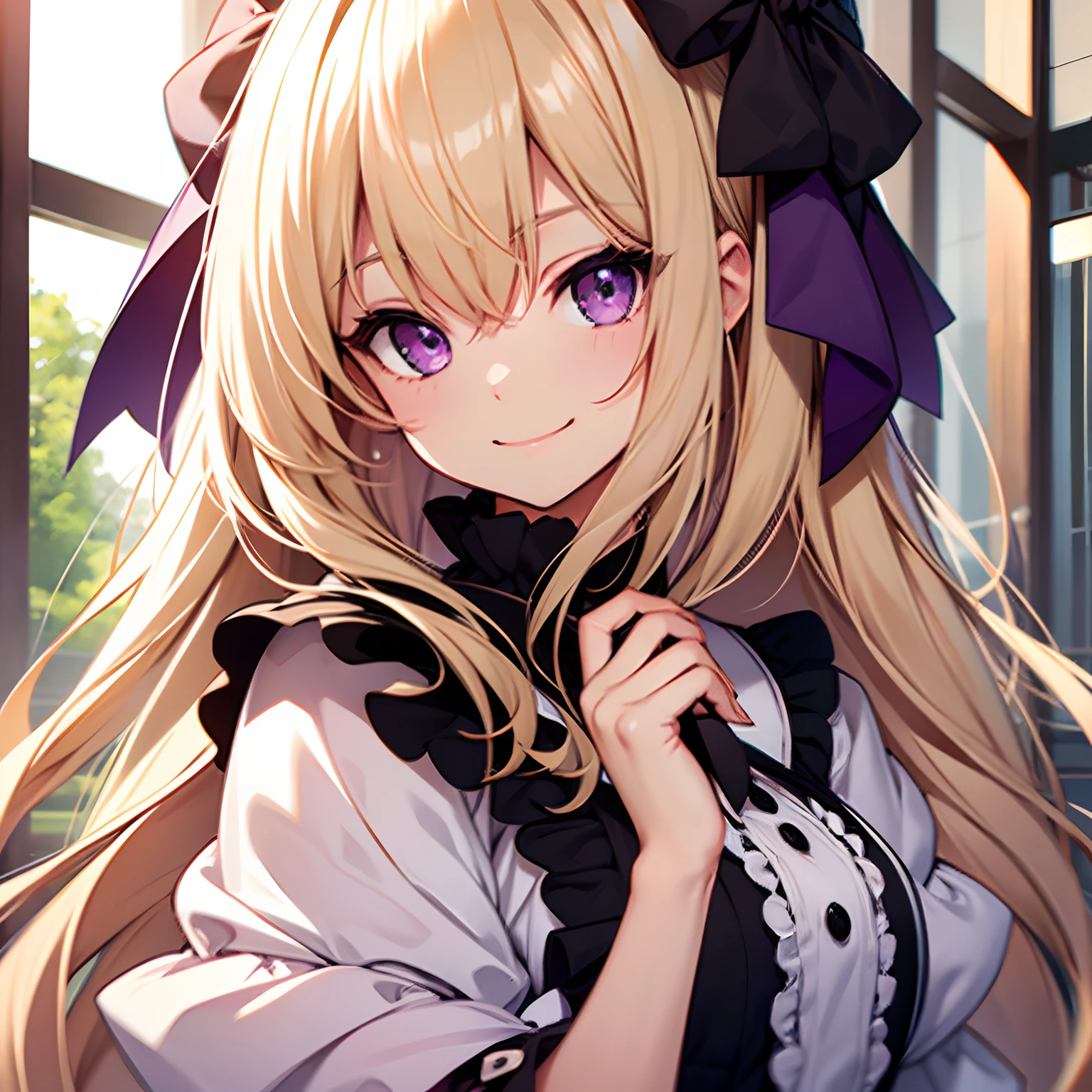 Cute little girl s、Long、Smile、a blond、Purple eye、lolita