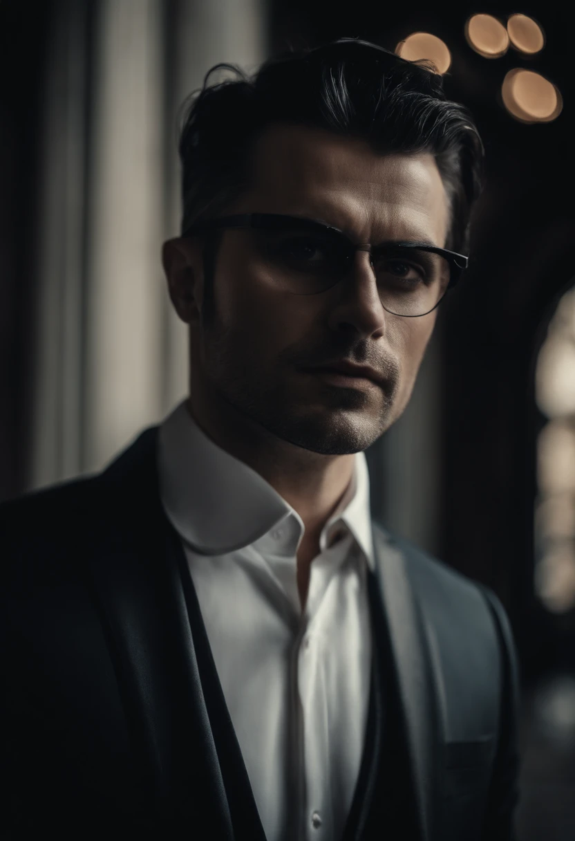 Generate a handsome goth businessman in a portrait